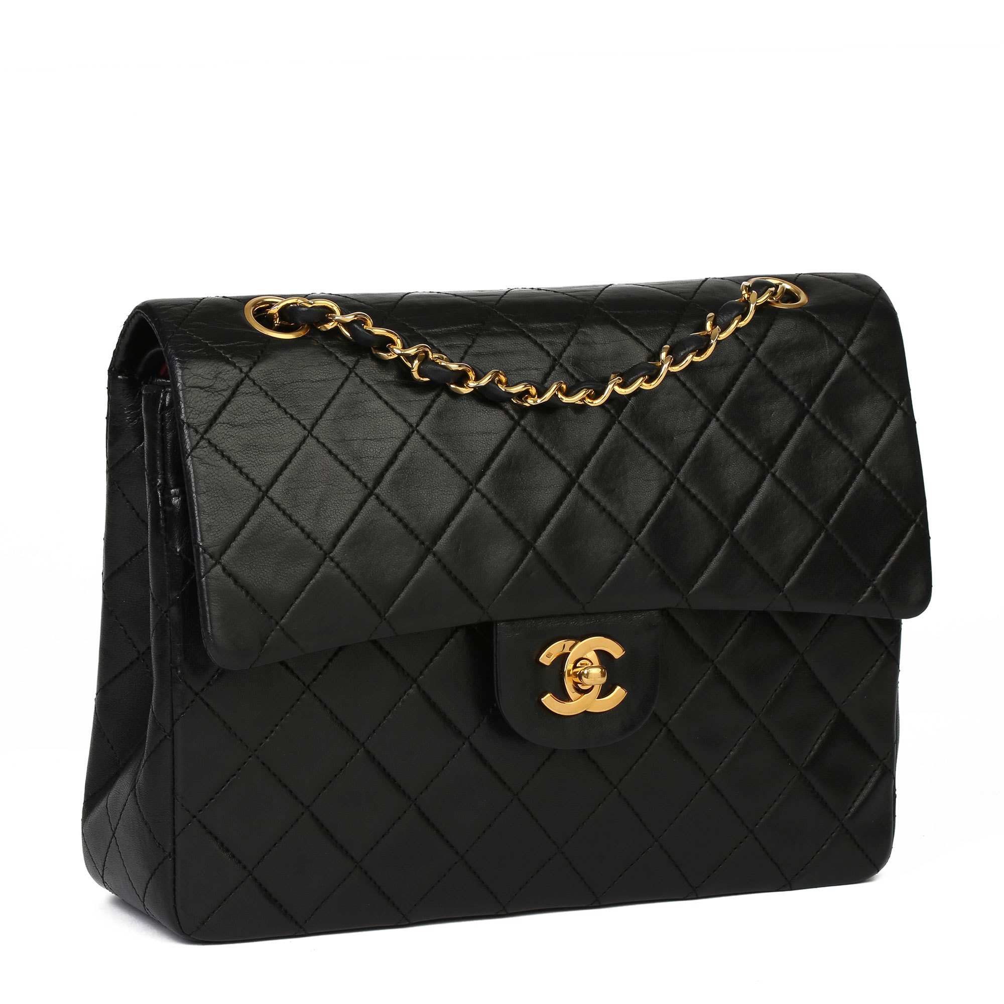 chanel lambskin medium double flap black