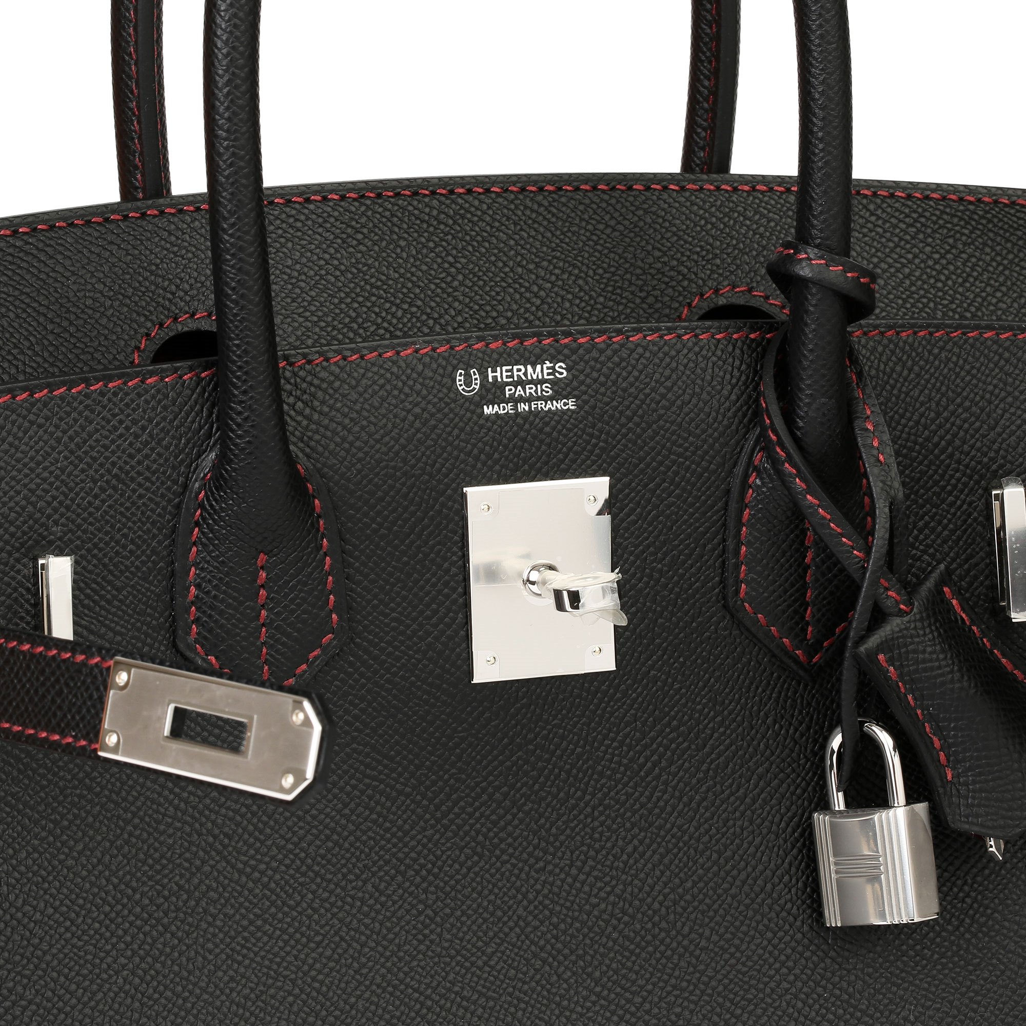 Hermès Black Epsom Leather & Rouge H Contrast Stitch Special Order HSS Birkin Retourne