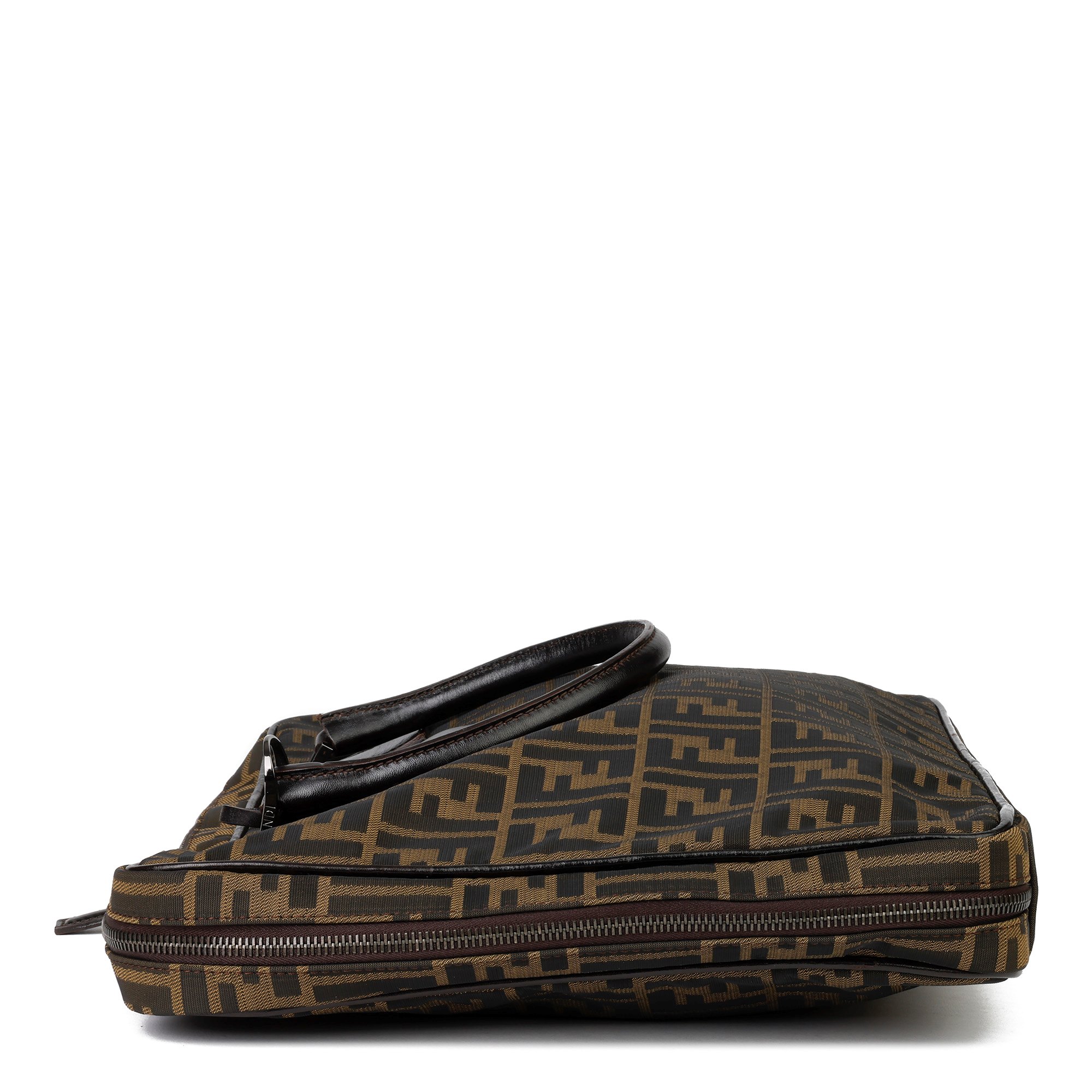 Fendi Brown Zucca Canvas and Calfskin Leather Briefcase