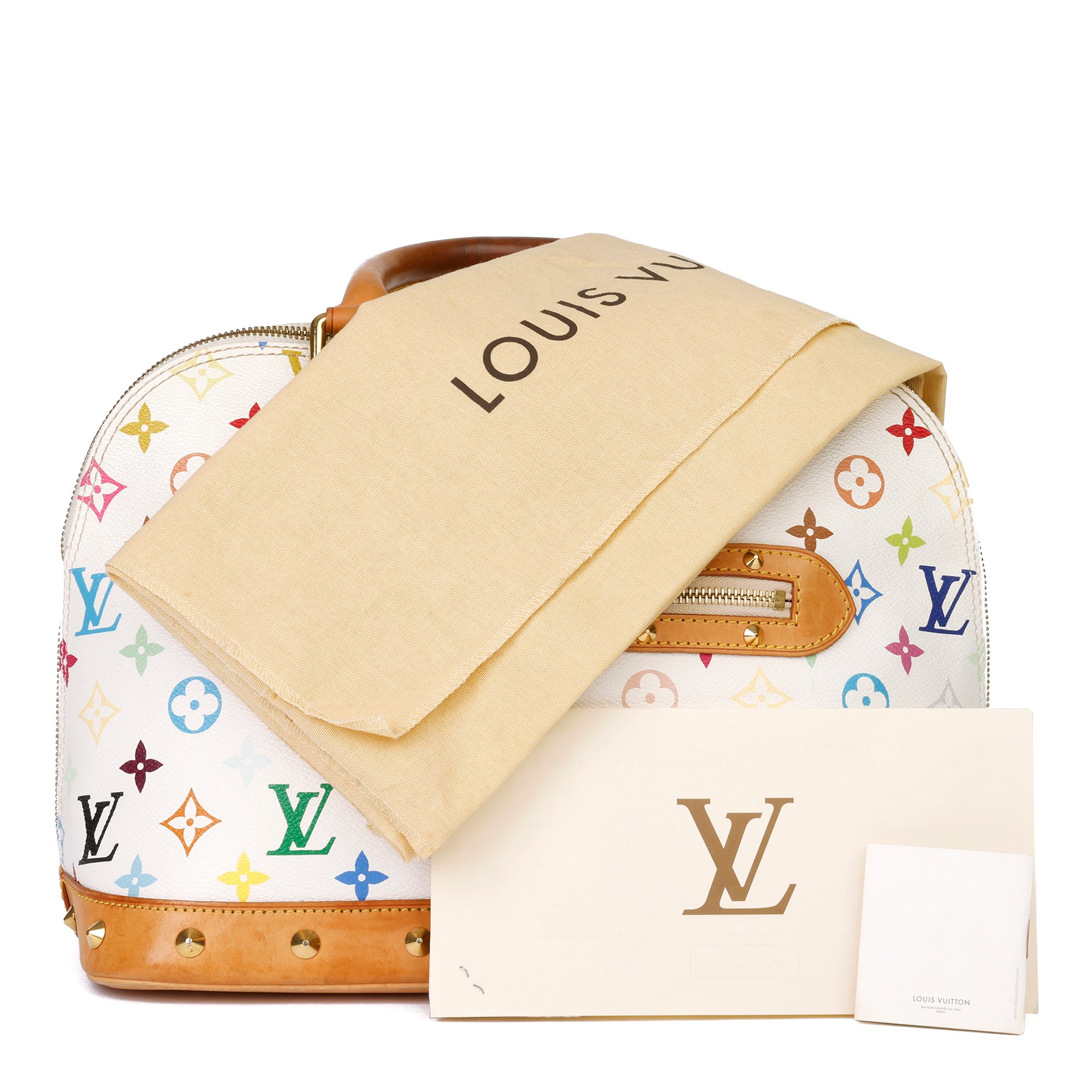 Louis Vuitton White Multicolore Monogram Coated Canvas & Vachetta Leather Murakami Alma PM