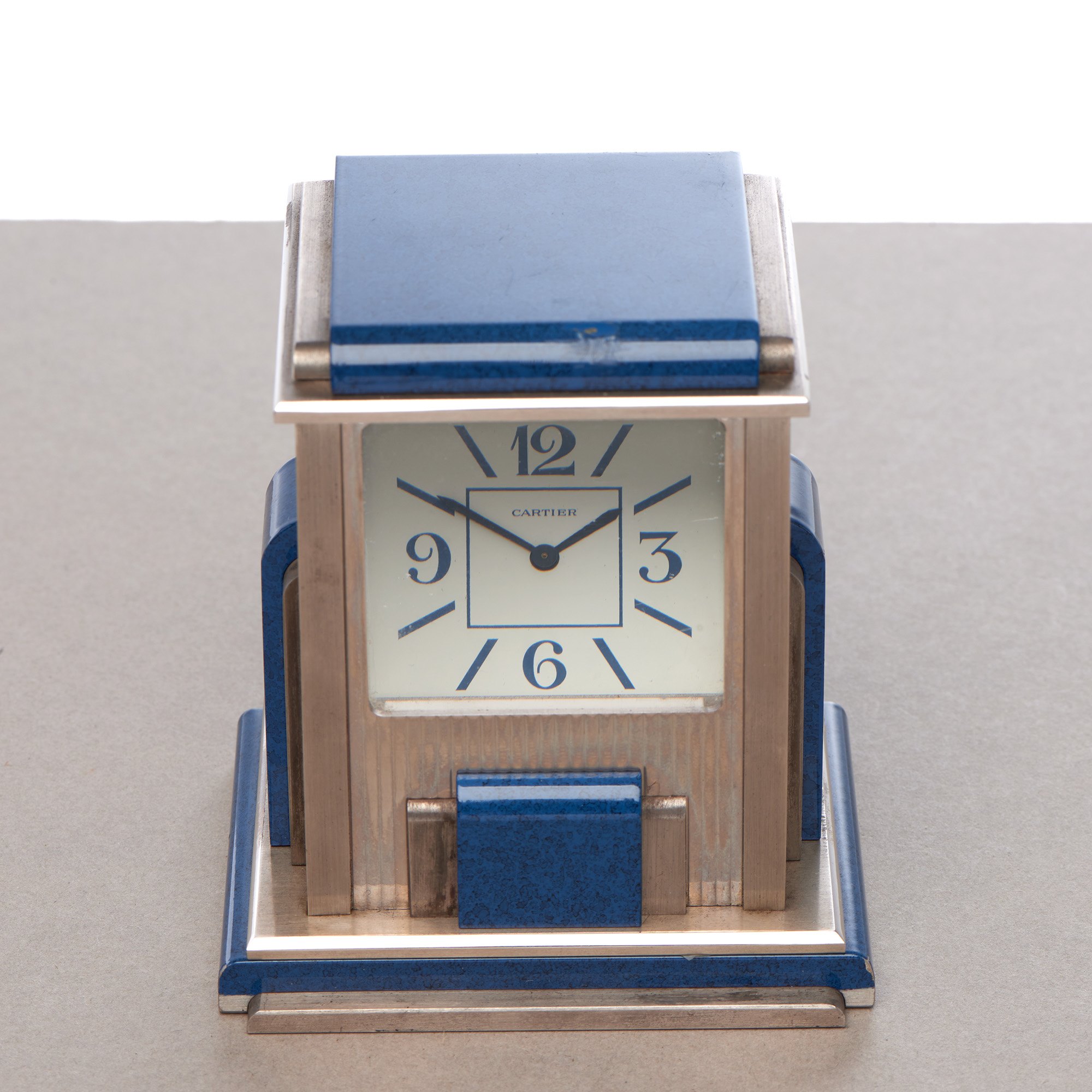 Cartier Travel Desk Clock Cartier Paris 'Mystery' Silver Plated Double Desk Clock 9118