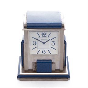 Cartier Travel Desk Clock Cartier Paris 'Mystery' Silver Plated Double Desk Clock