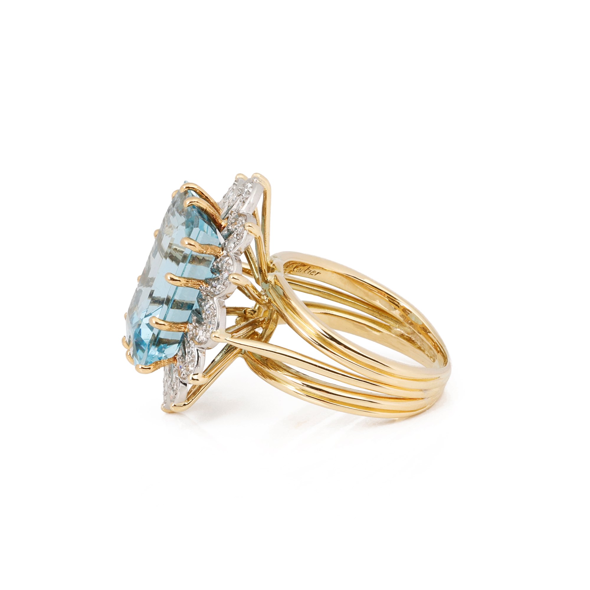 Cartier Monture Vintage Aquamarine & Diamond Ring