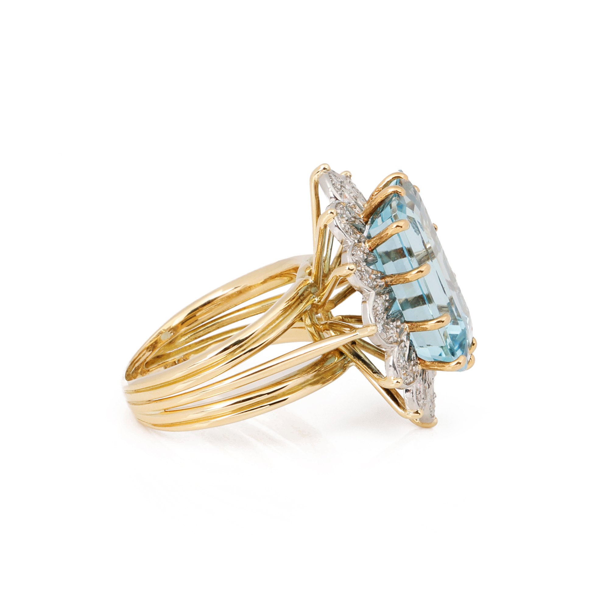 Cartier Monture Vintage Aquamarine & Diamond Ring
