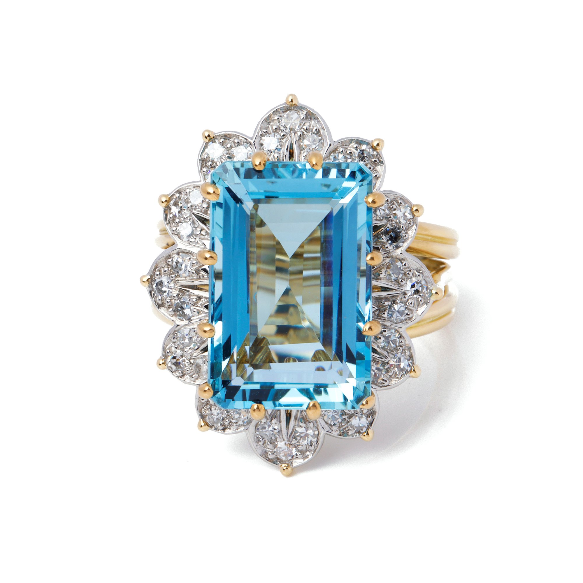 Cartier Monture Vintage Aquamarine & Diamond Ring