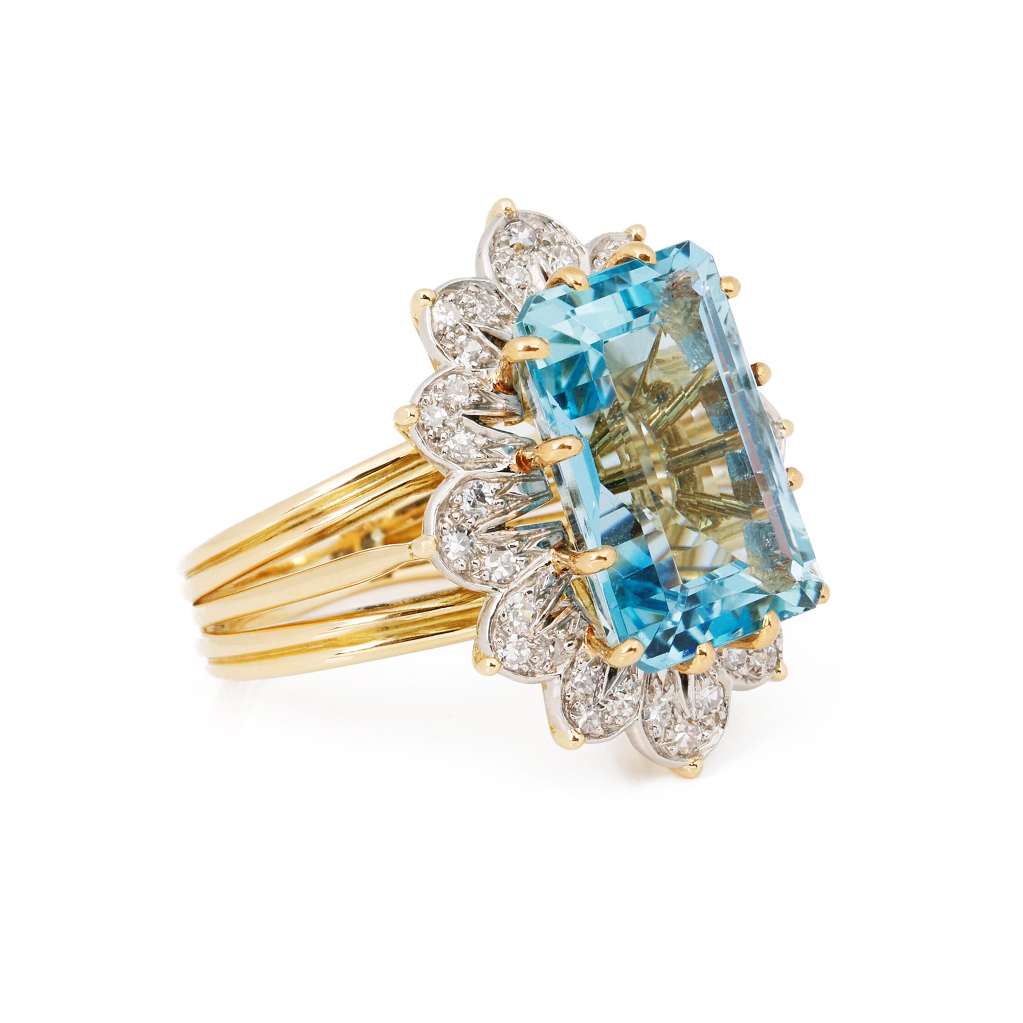 Cartier Monture Vintage Aquamarine & Diamond Ring