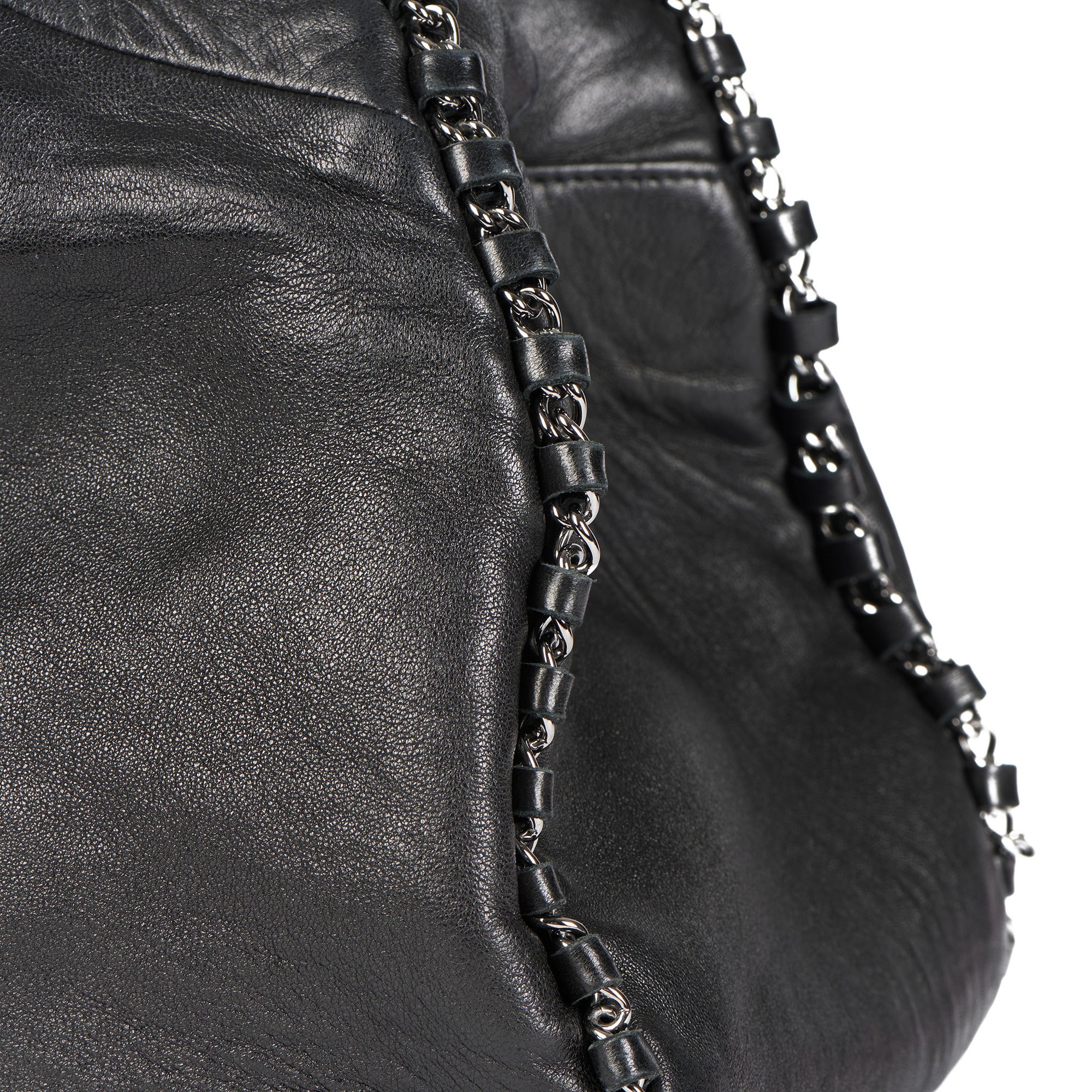 Chanel Black Goatskin Chain Around Hobo Bag