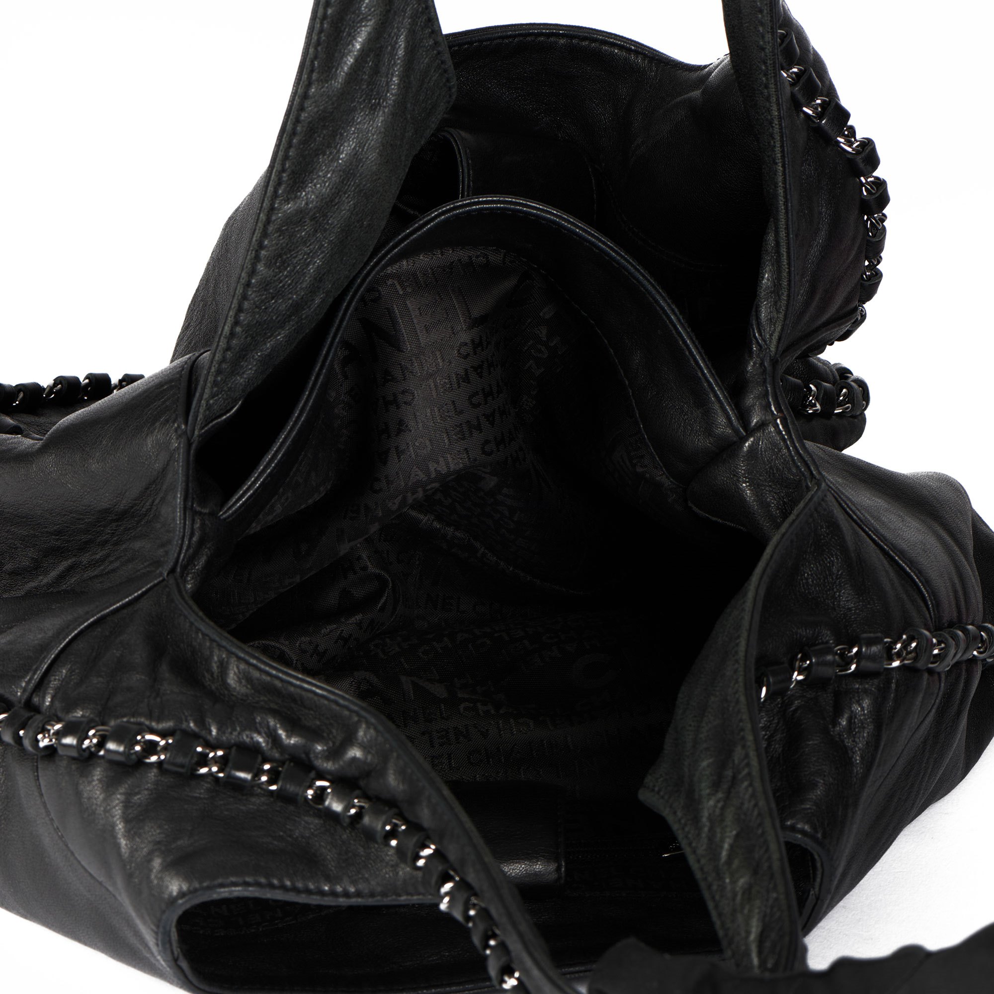Chanel Black Goatskin Chain Around Hobo Bag