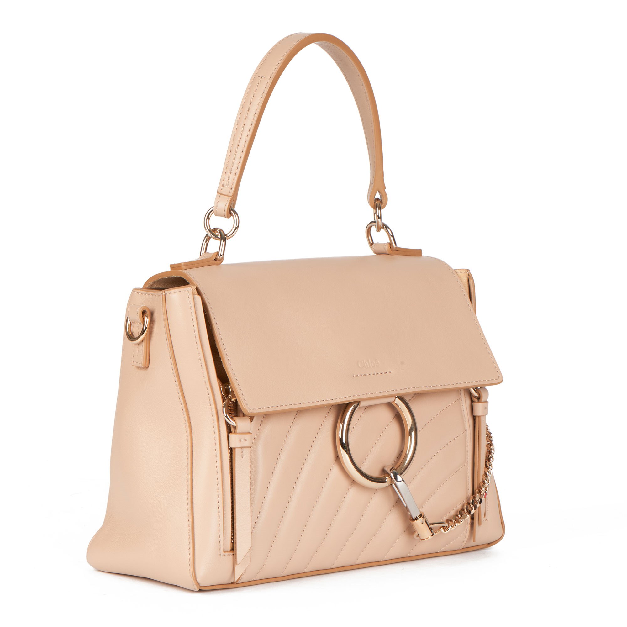Chloé Beige Quilted Calfskin Leather & Suede Small Faye Day Bag