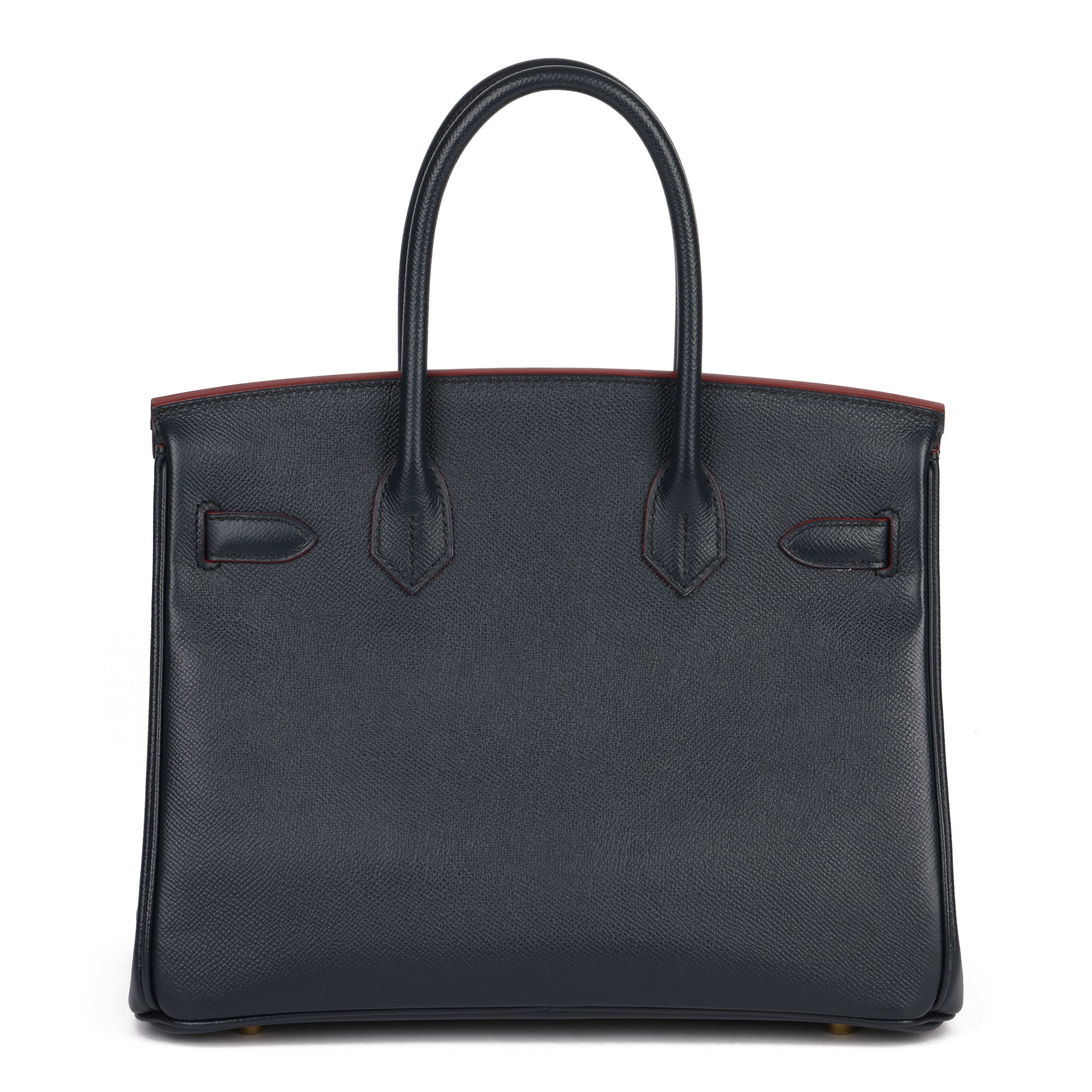 Hermès Bleu Indigo & Rouge Contour Epsom Leather Birkin 30cm Retourne