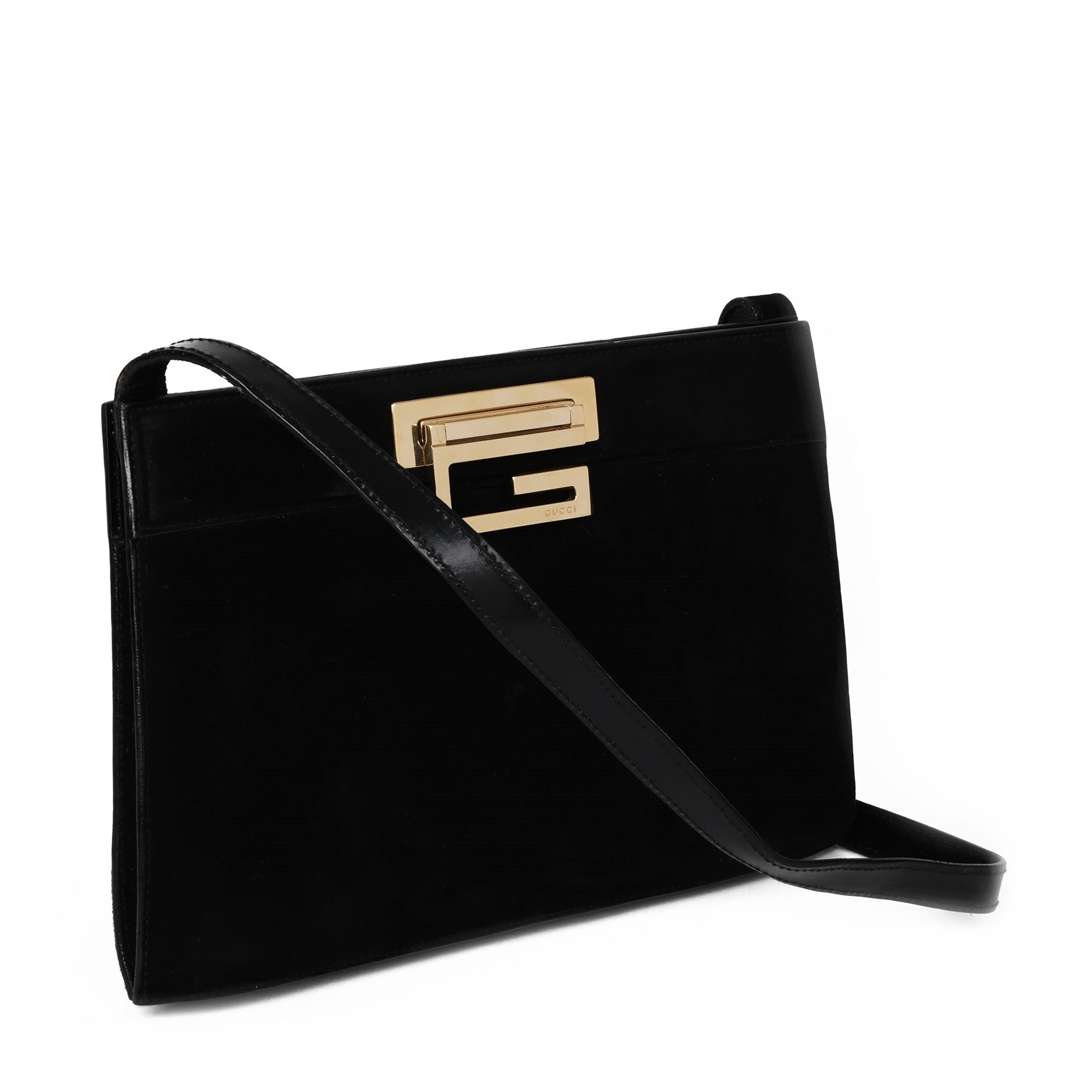 Gucci Black Suede Vintage Frame Shoulder Bag
