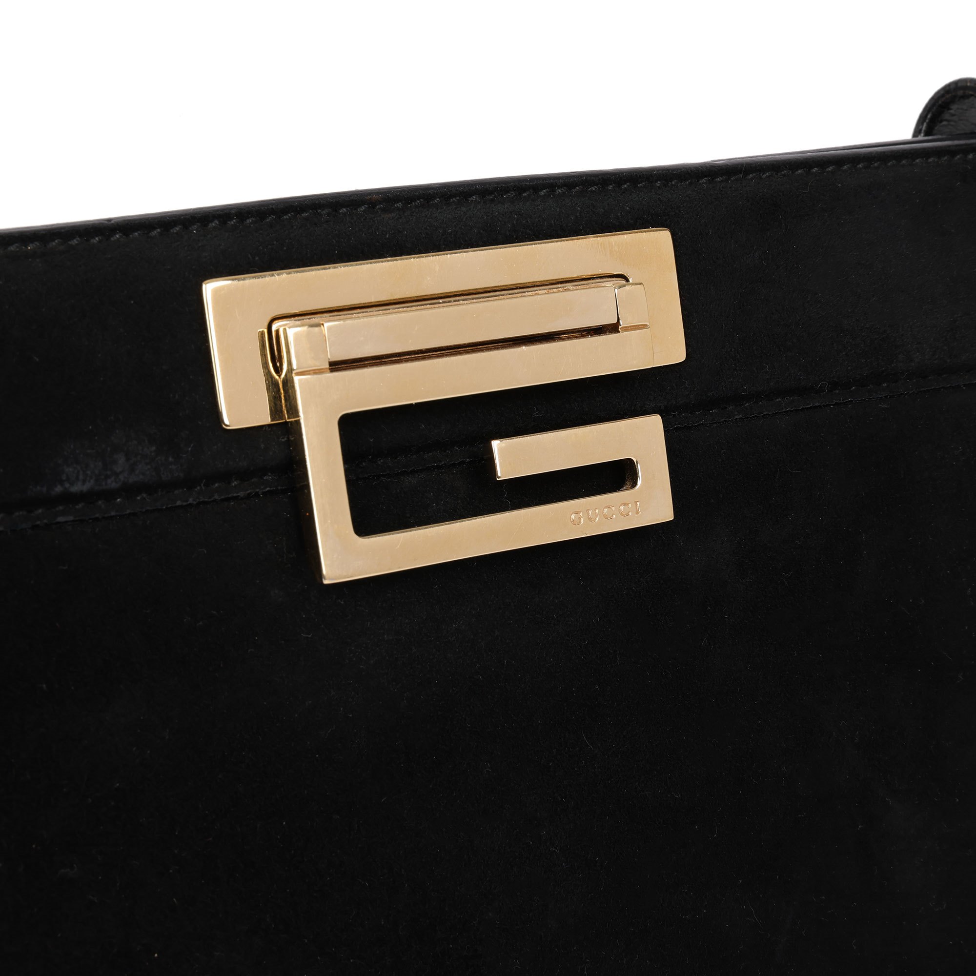 Gucci Black Suede Vintage Frame Shoulder Bag