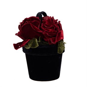 Lulu Guinness Black, Red & Green Velvet Vintage Florist Pot Bag