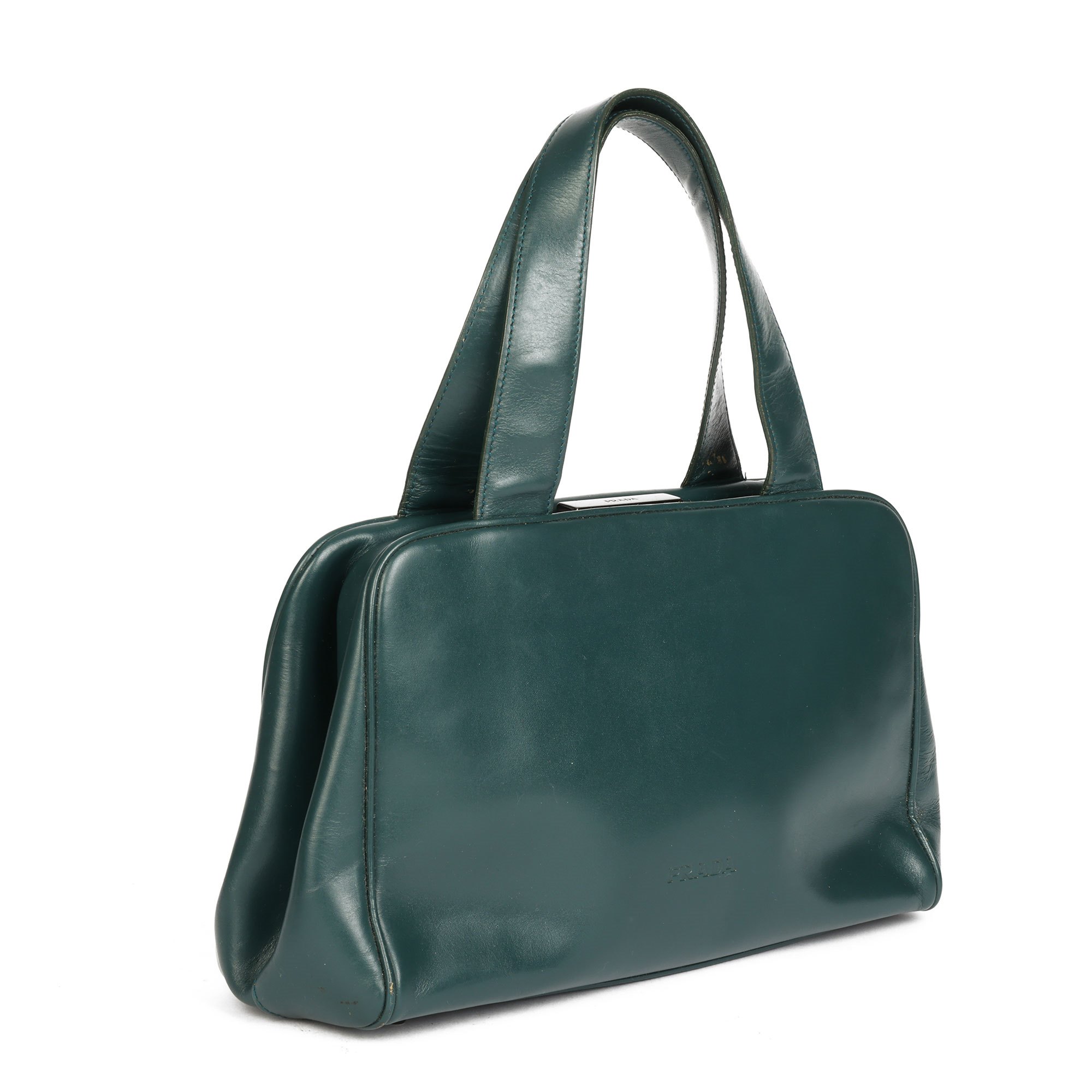 Prada Forest Green Calfskin Leather Vintage Frame Bag