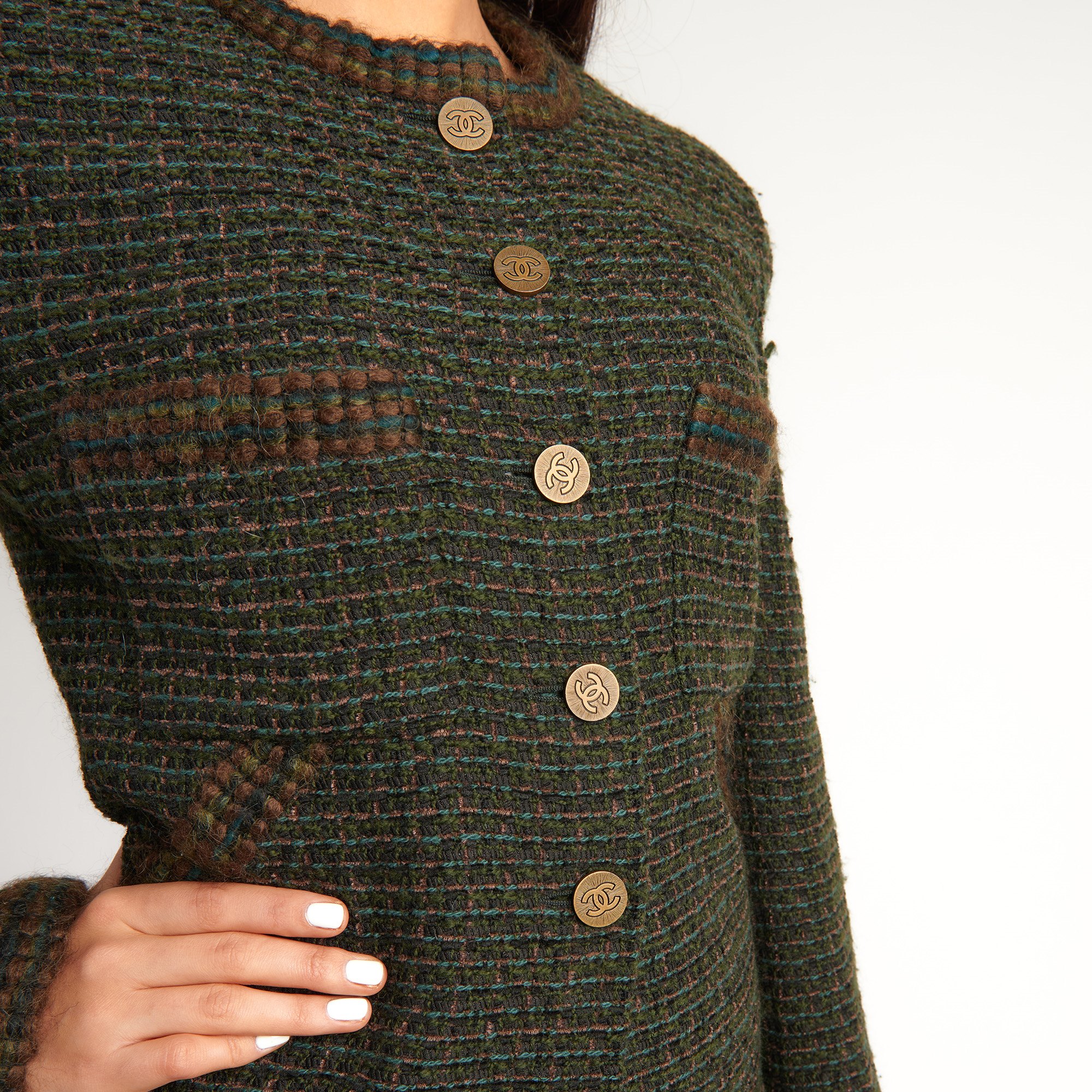 Chanel Green & Brown Wool Tweed Vintage Skirt Suit WAHF-C002 | Second Hand  Xupes Exclusive
