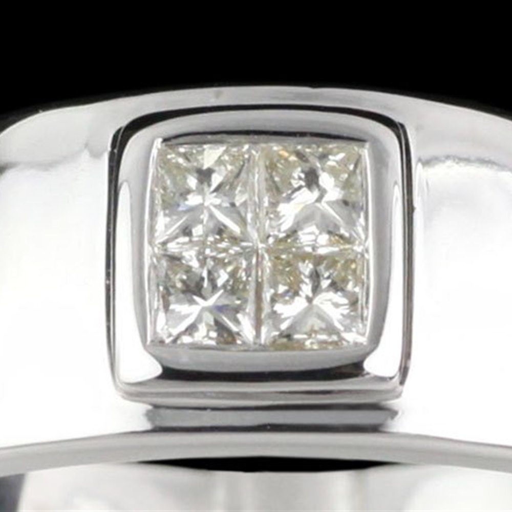 18k White Gold Men's 18k White Gold Diamond Band Ring