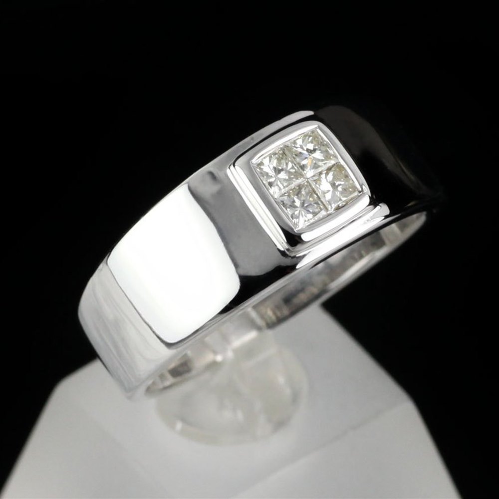 18k White Gold Men's 18k White Gold Diamond Band Ring
