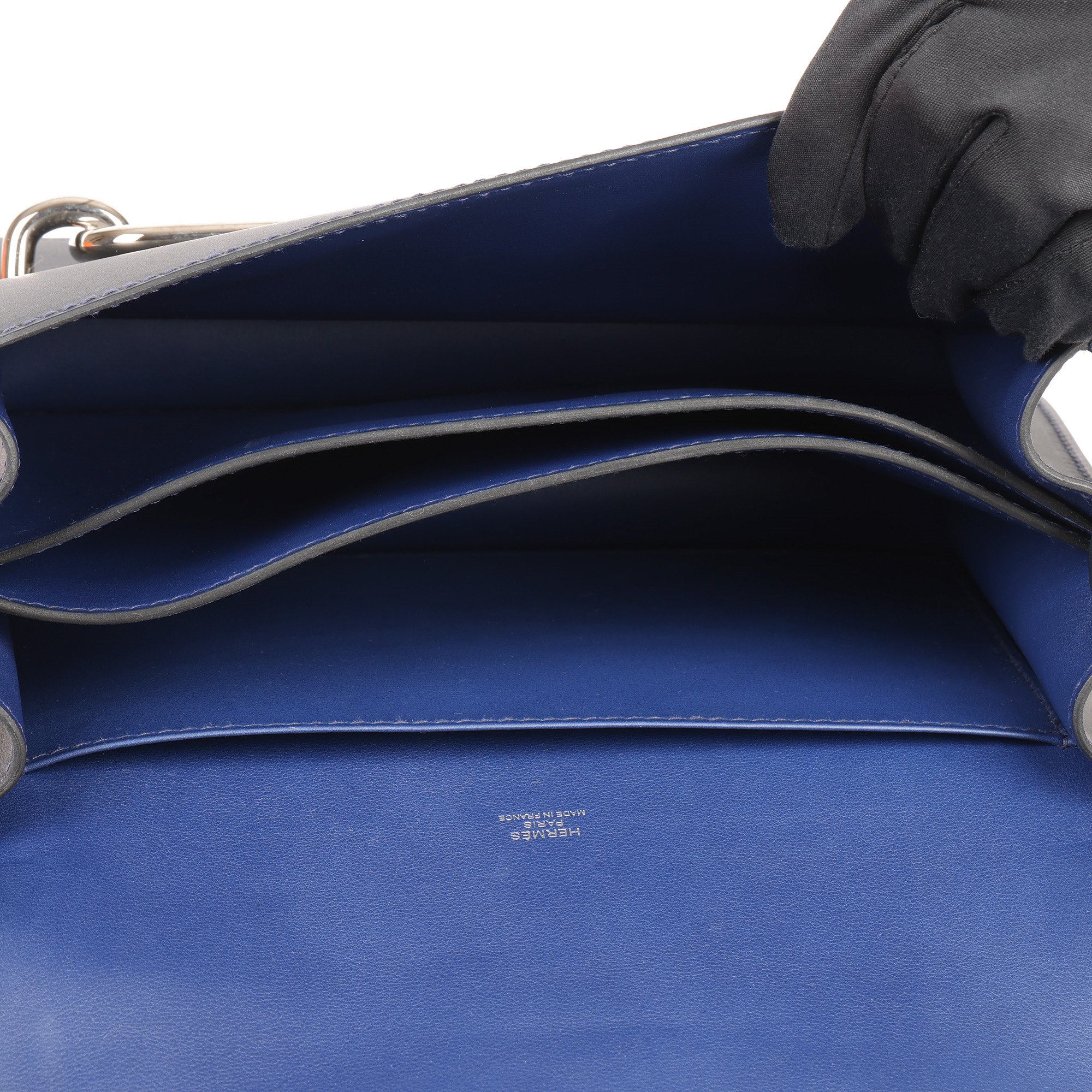 Hermès Ocean Blue Veau Doblis Suede, Navy Sombrero Leather & Blue Saphir Swift Leather Roulis 23