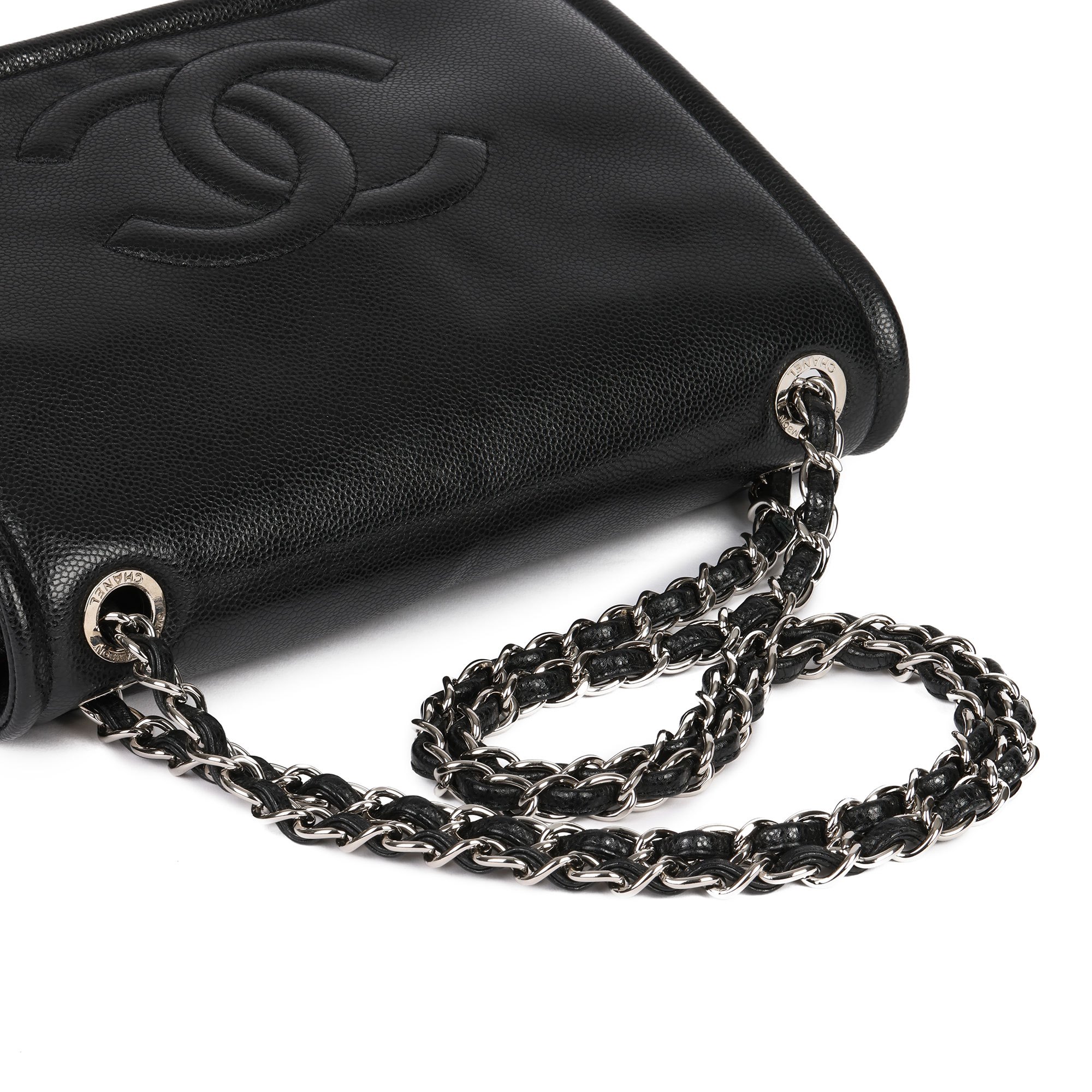 Chanel Black Quilted Caviar Leather Timeless Single Flap Bag