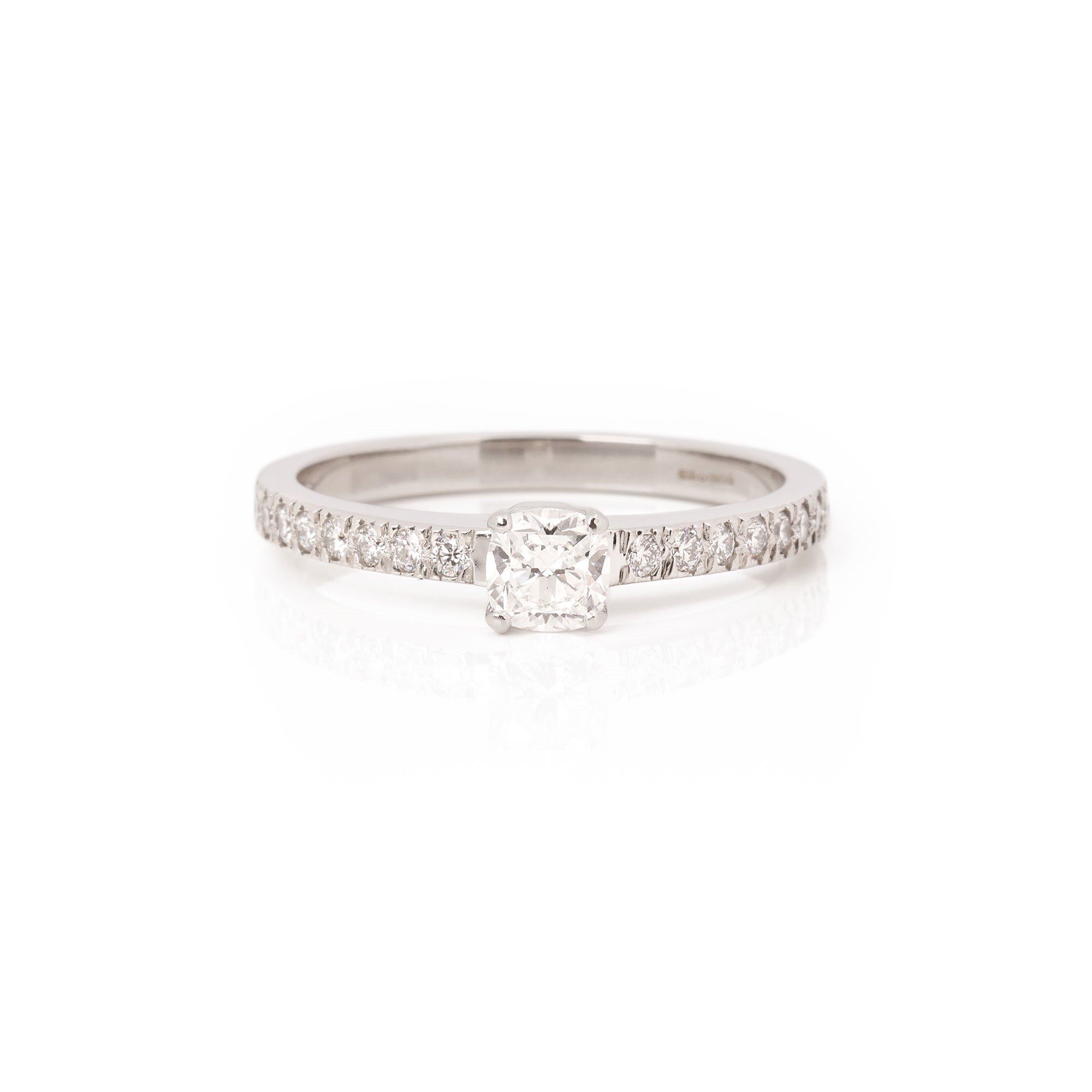 Tiffany & Co. Platinum Cushion Cut Diamond Single Stone Ring