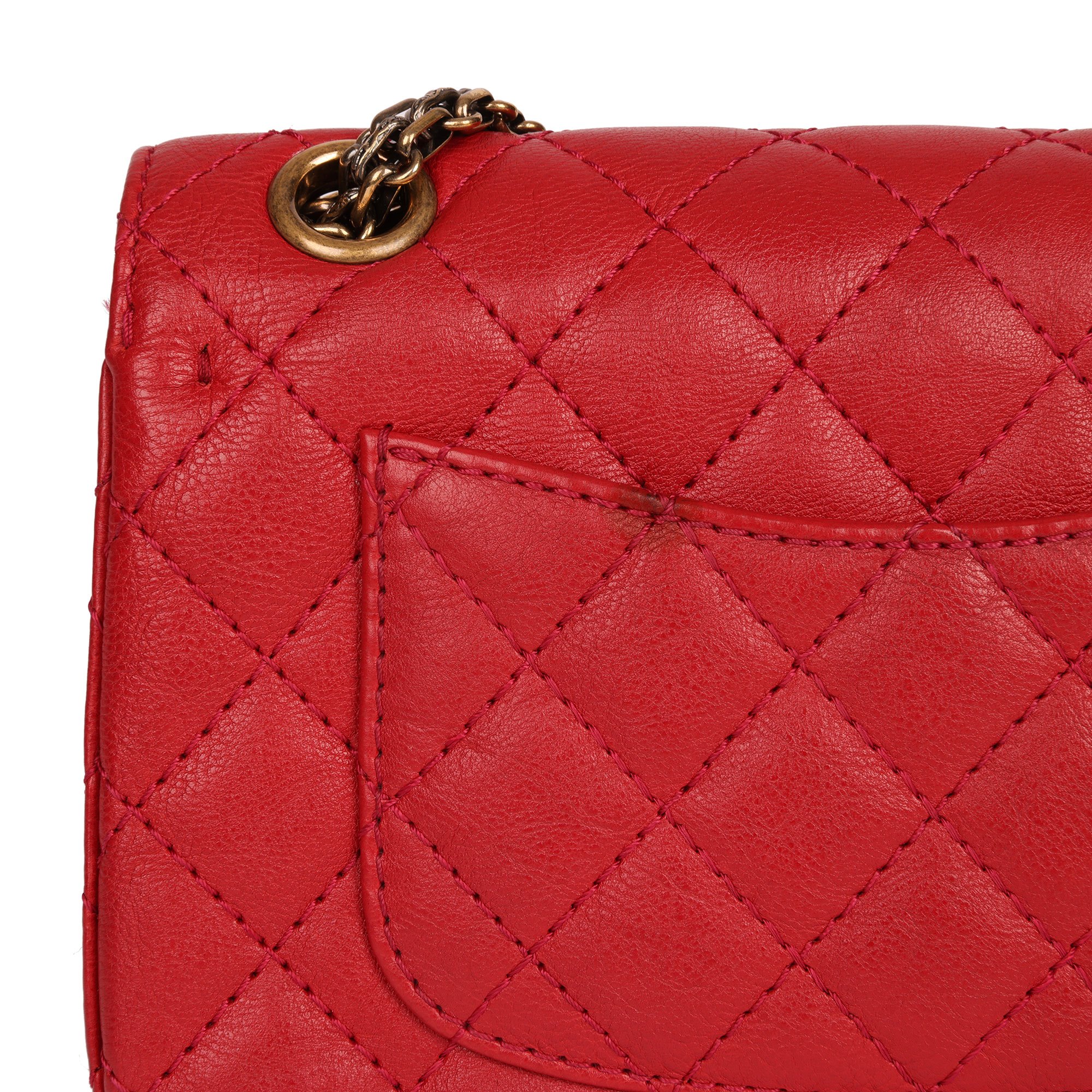 Chanel Red Quilted Calfskin Leather 2.55 Reissue 224 Double Flap Bag