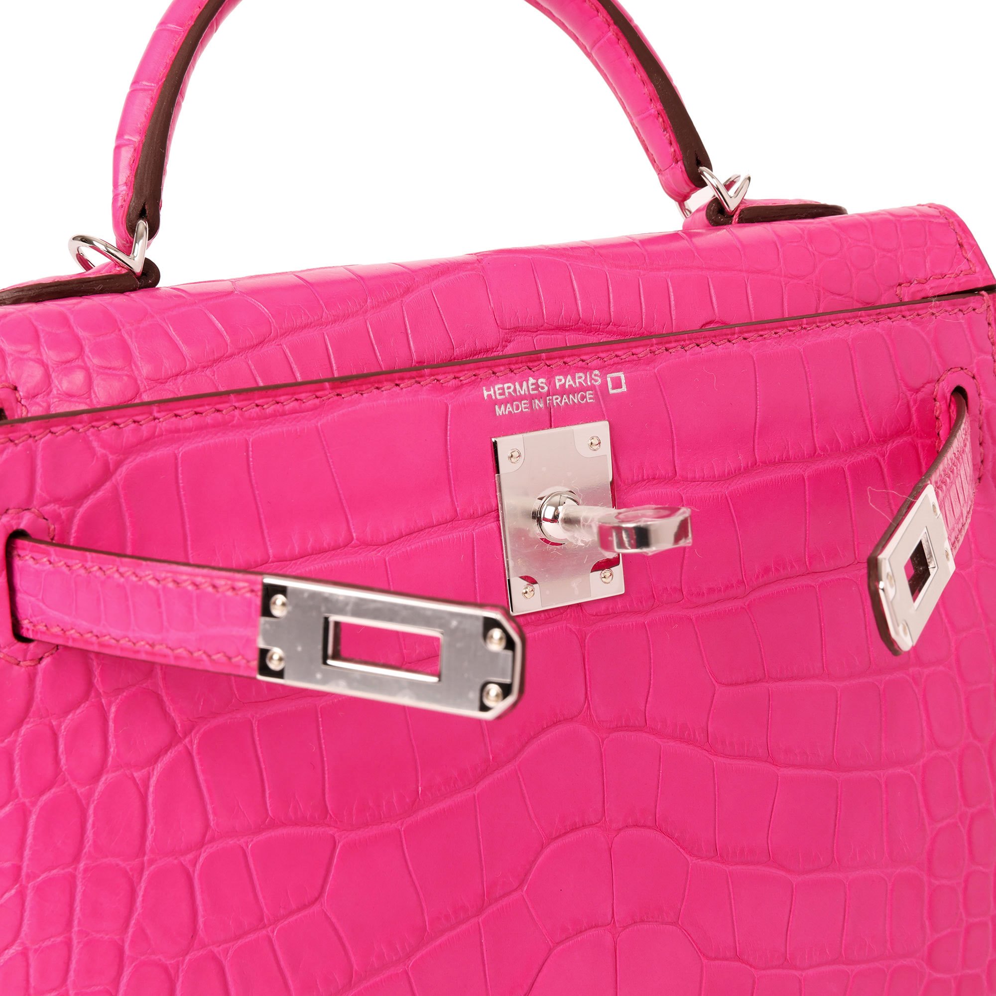 Hermès Rose Shocking Matte Alligator Leather Kelly 20cm II Sellier