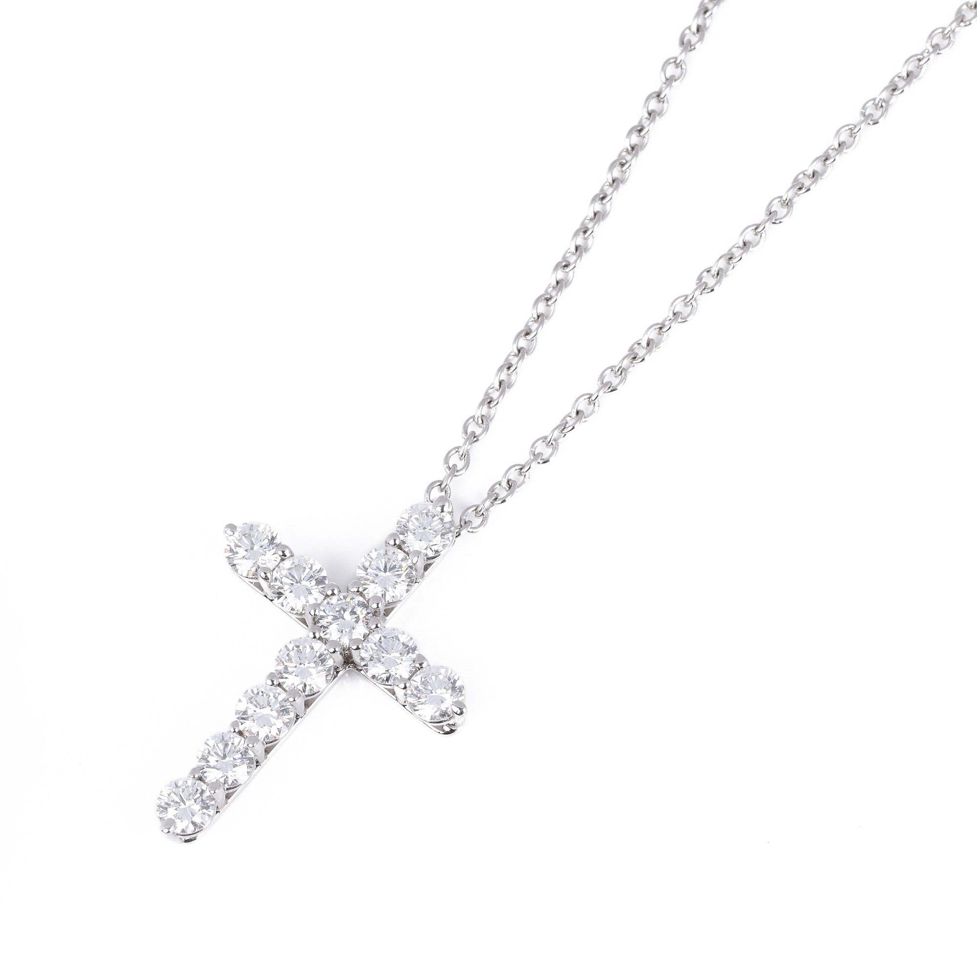 Tiffany & Co. Platinum Diamond Small Cross pendant
