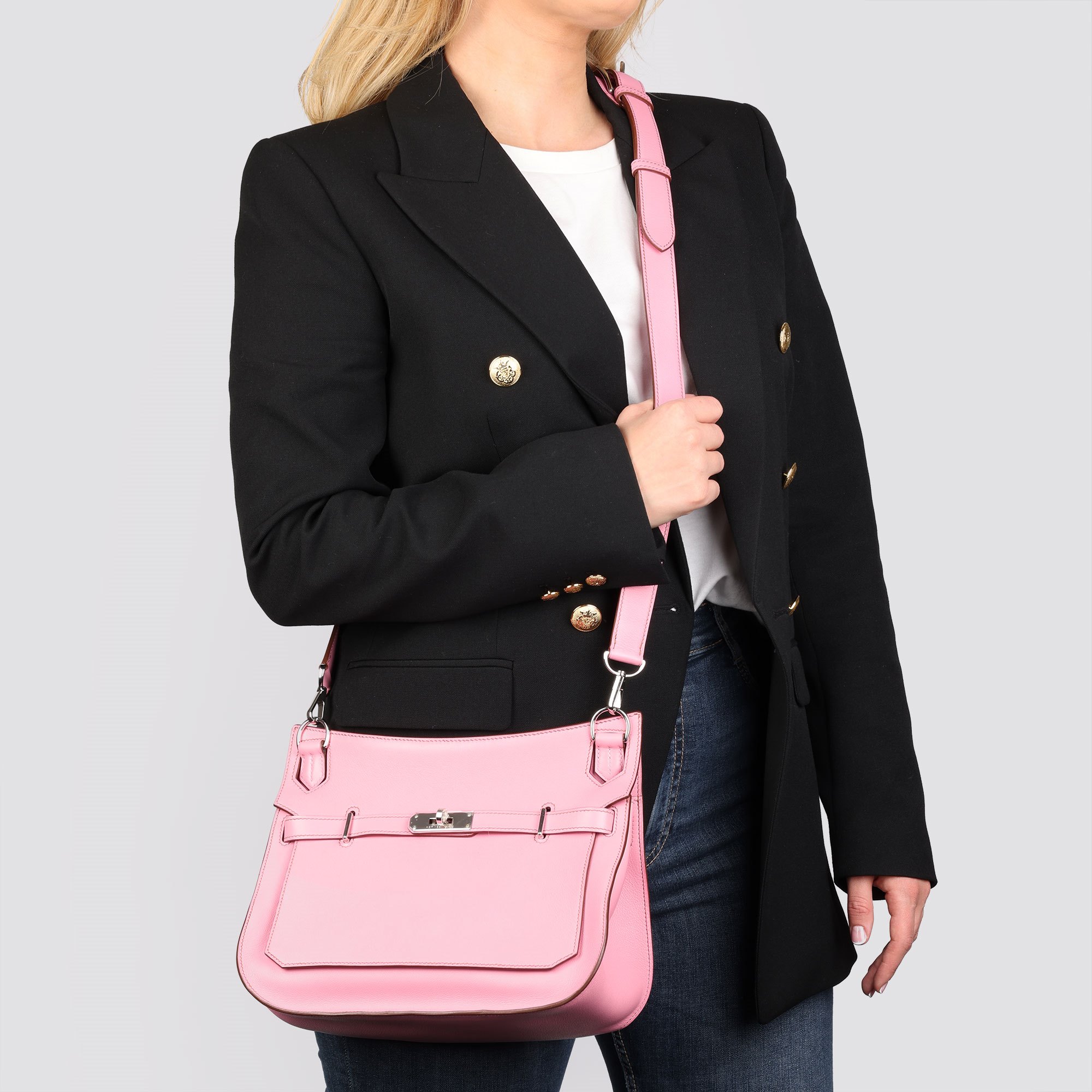Hermès Bubblegum 5P Pink Swift Leather Jypsiere 28