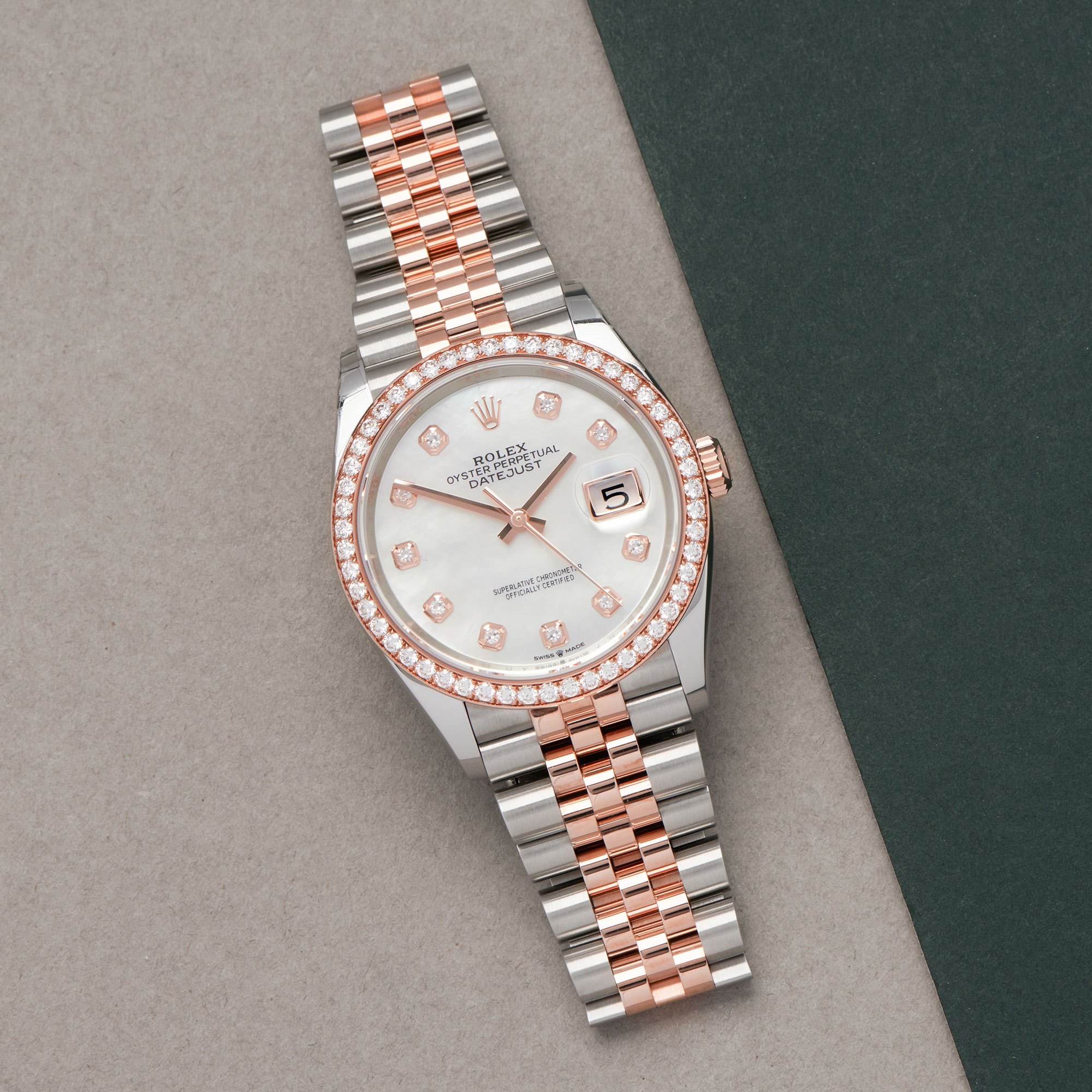 Rolex Datejust 36 Mother Of Pearl Diamond Dot 18K Rose Gold & Stainless Steel 126281RBR