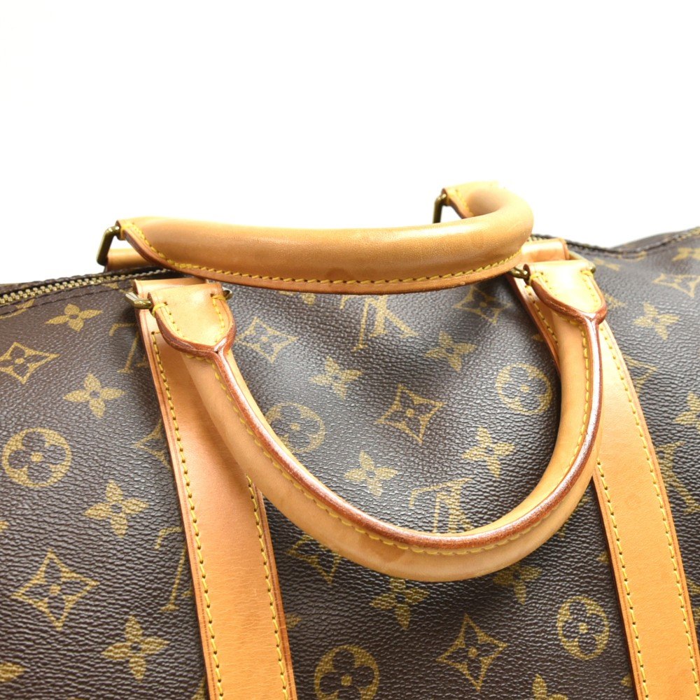 Louis Vuitton Brown Monogram Coated Canvas & Vachetta Leather Keepall 55 Bandouliere