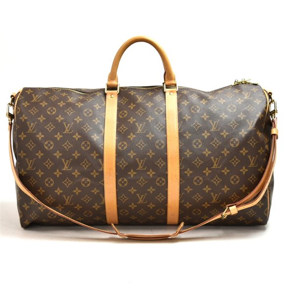 Louis Vuitton Brown Monogram Coated Canvas & Vachetta Leather  Keepall 55 Bandouliere