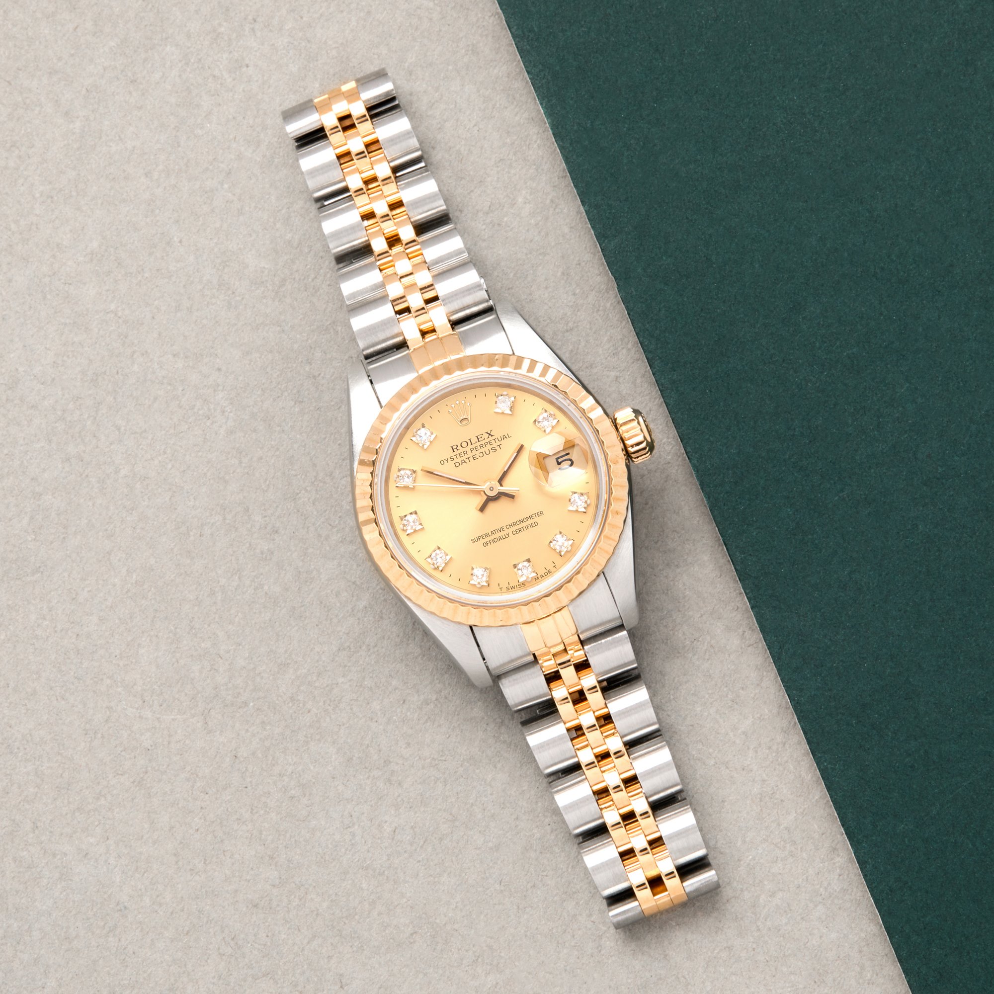 Rolex Datejust 26 Gold/Champagne Dial Diamond Set 18K Yellow Gold & Stainless Steel 69173
