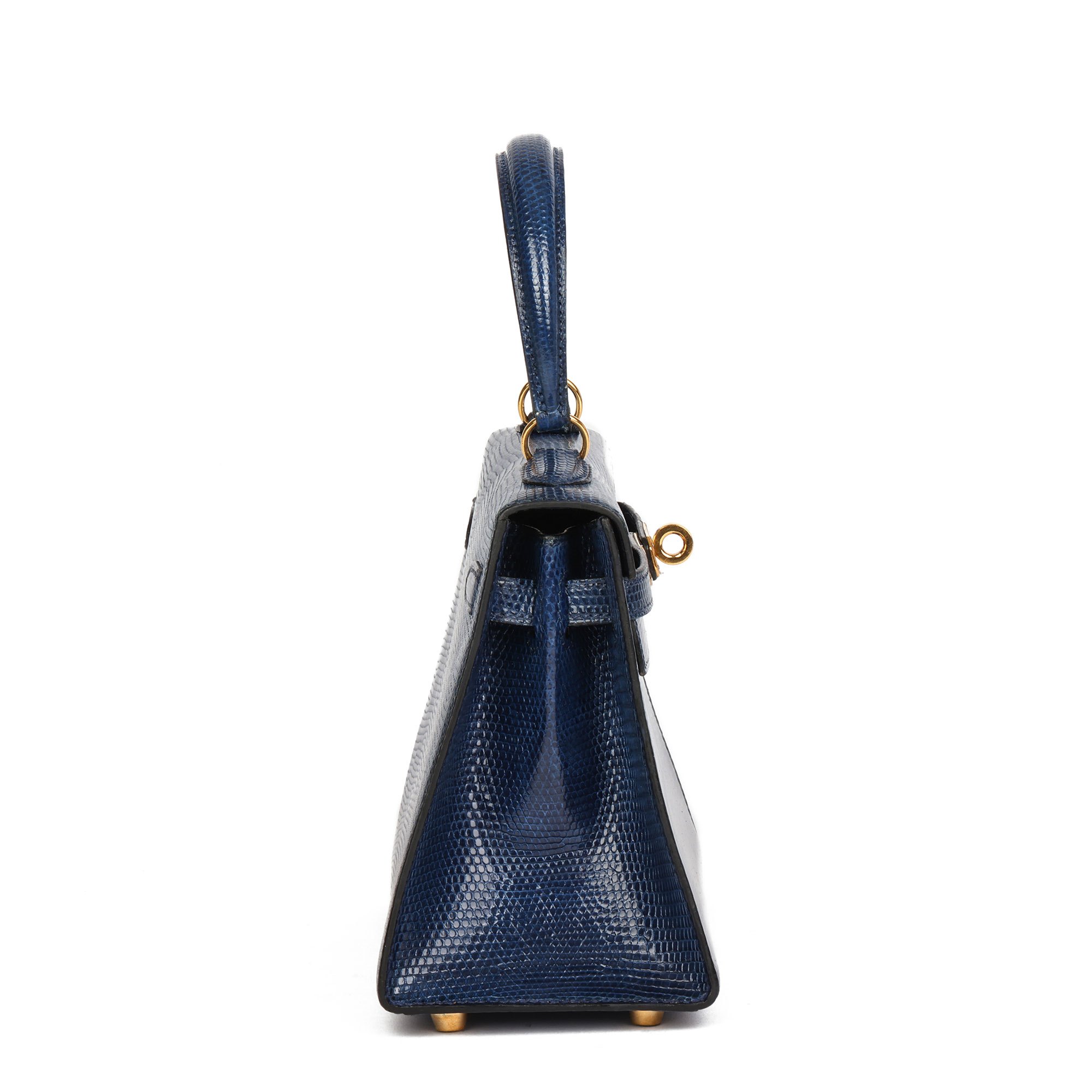 Hermès Blue Saphir Lizard Leather Vintage Kelly 20cm Sellier