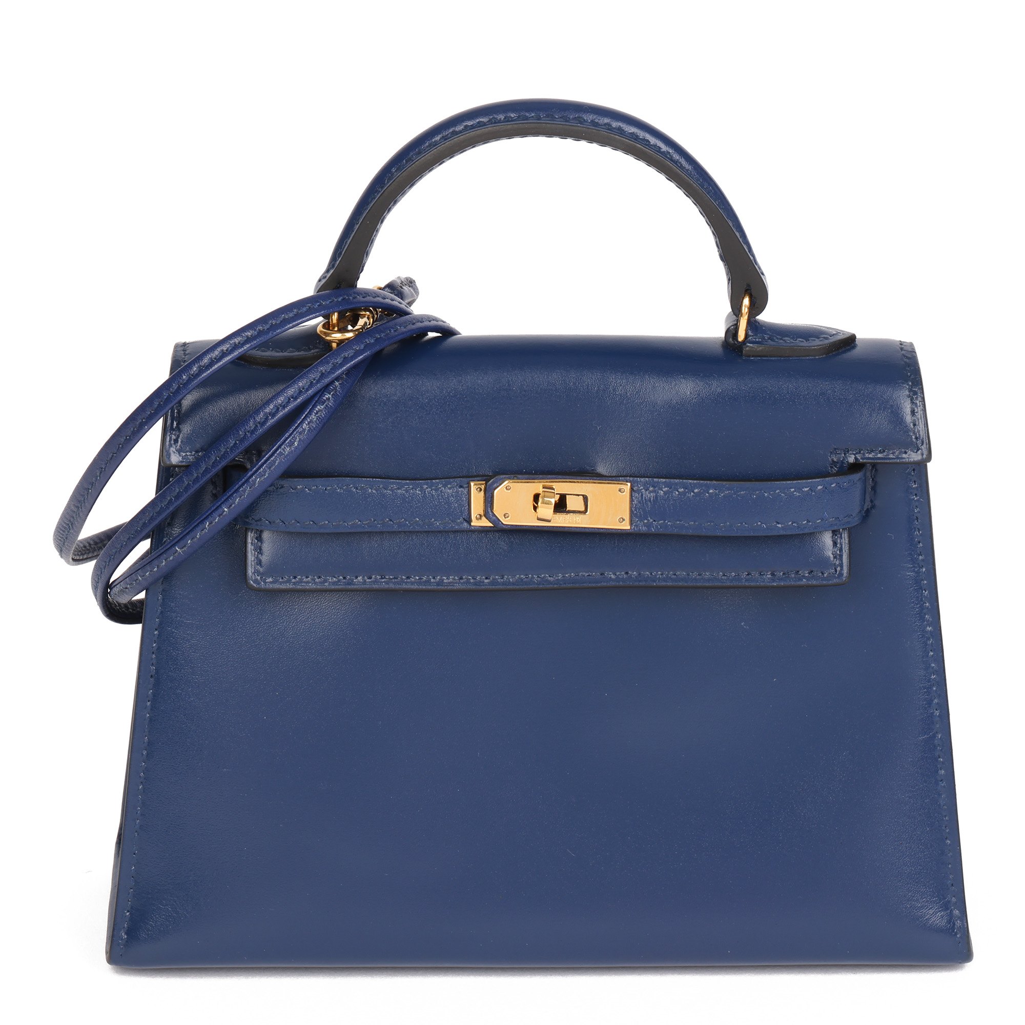 Hermès Blue Saphir Box Calf Leather Vintage Kelly 15cm Sellier
