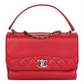 Chanel Red Reverso Quilted Lambskin Classic Single Flap Bag
