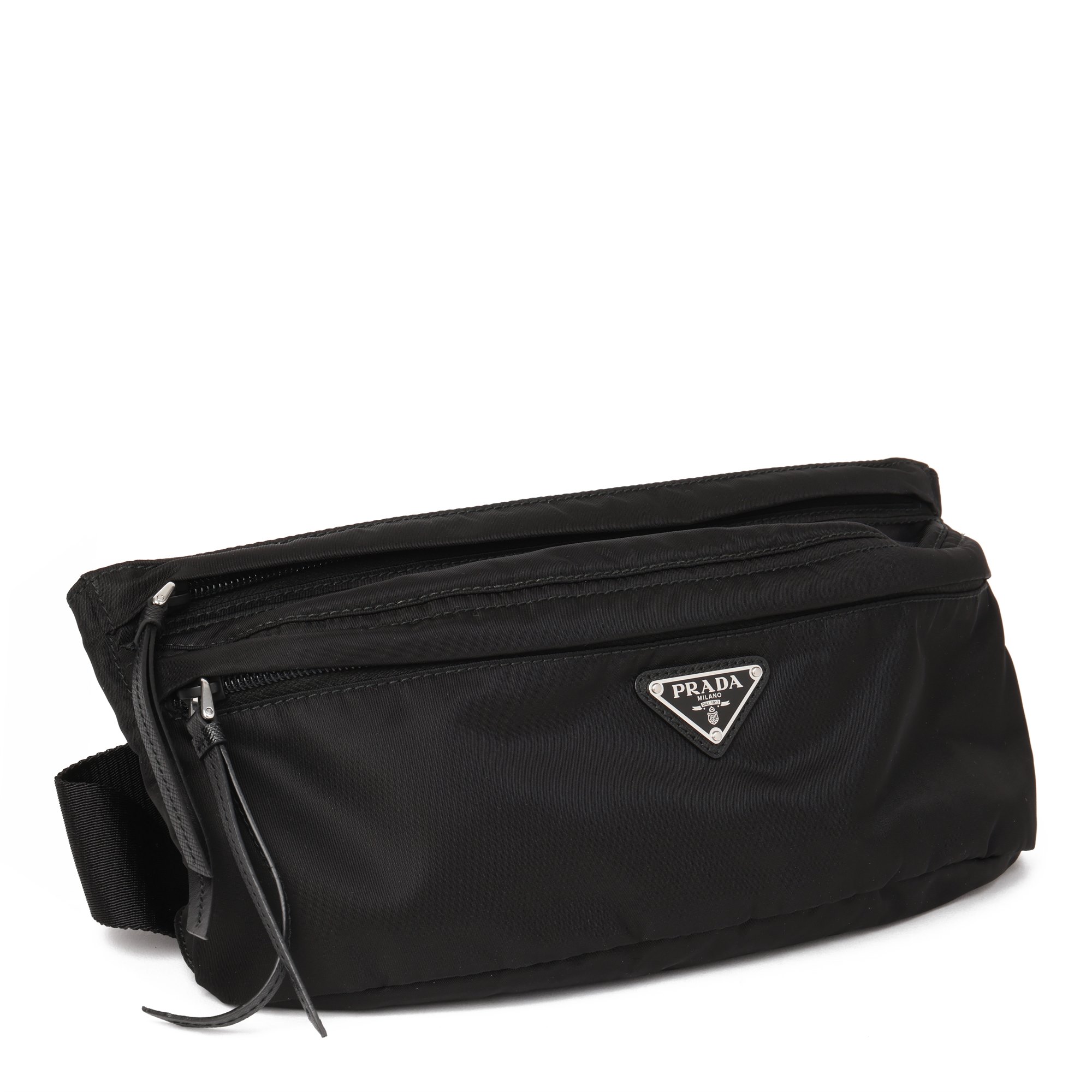 Prada Black Nylon & Saffiano Leather Belt Bag