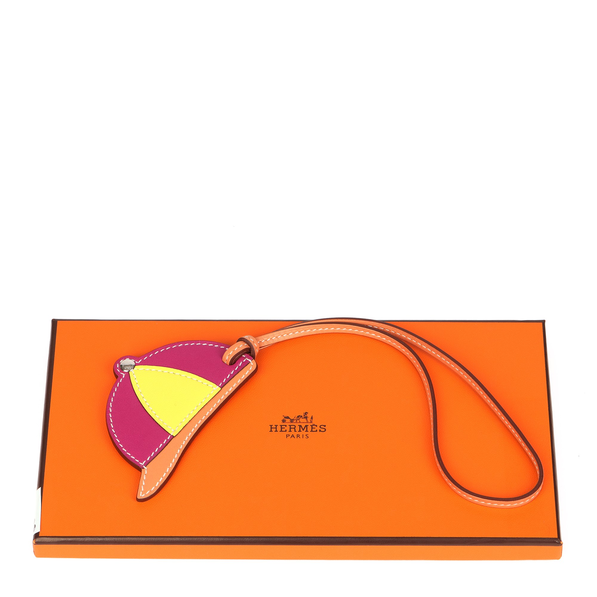 Hermès Terre Cuite Butler Leather, Rose Pourpre & Lime Swift Leather Paddock Bombe Charm
