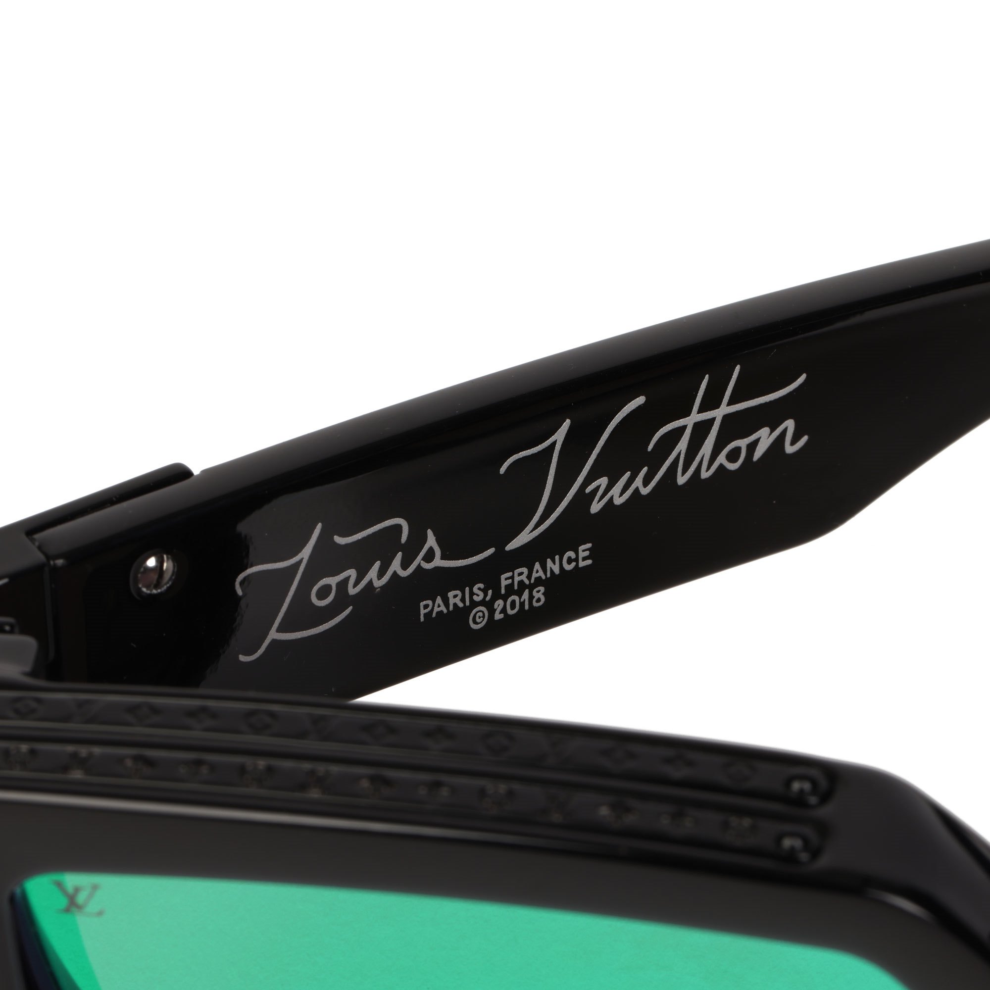 Louis Vuitton Black Acetate Green Mirrored Tourist vs. Purist 1.1 Millionaire Sunglasses - Size W