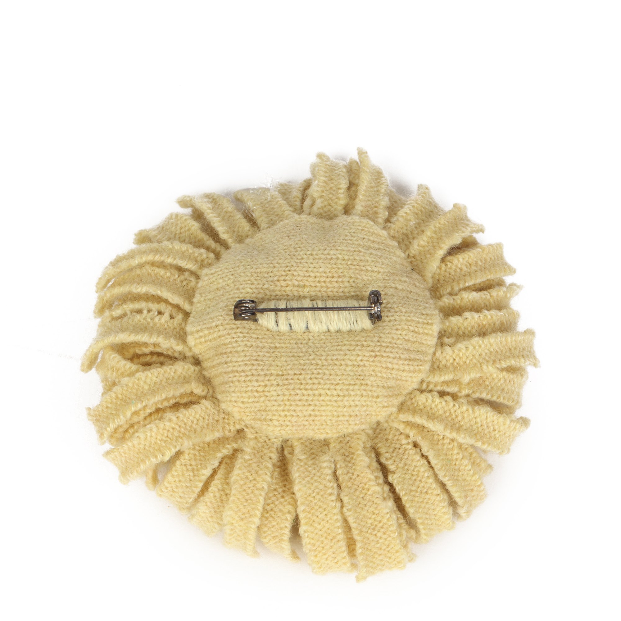 Chanel Beige Knitted Cotton Thread Detail Camellia Pin