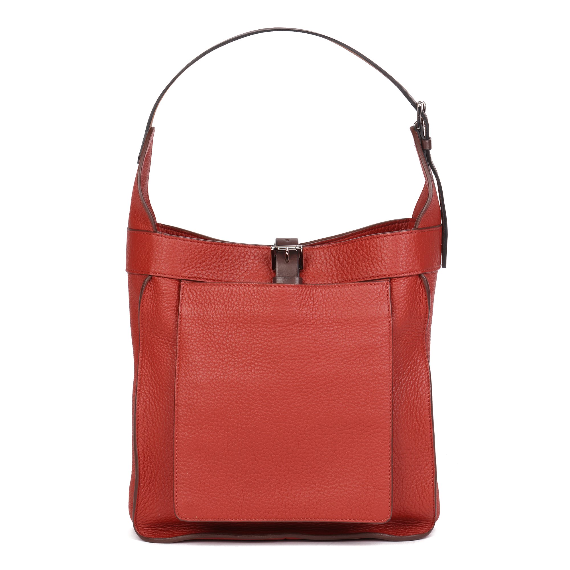 Hermès Venetian Red Clemence Leather & Ebene Vache Hunter Leather