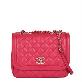 Chanel Pink Quilted Lambskin Leather Double Gusset Classic Single Flap Bag