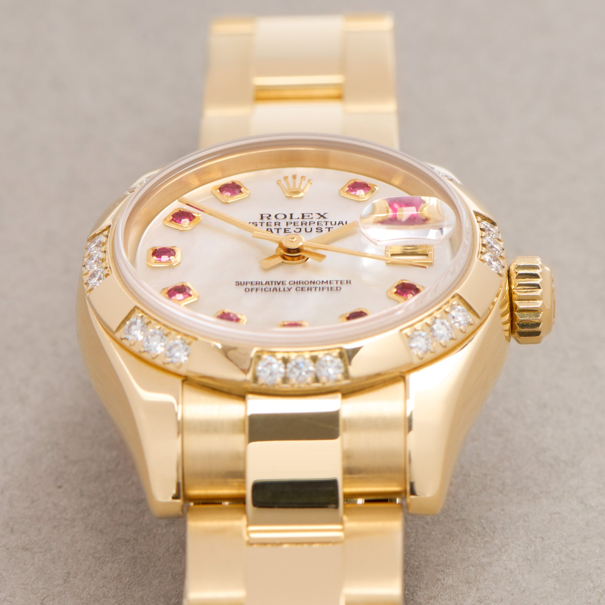 Rolex Datejust 26 Mother Of Pearl Ruby Dot 18K Yellow Gold 179368