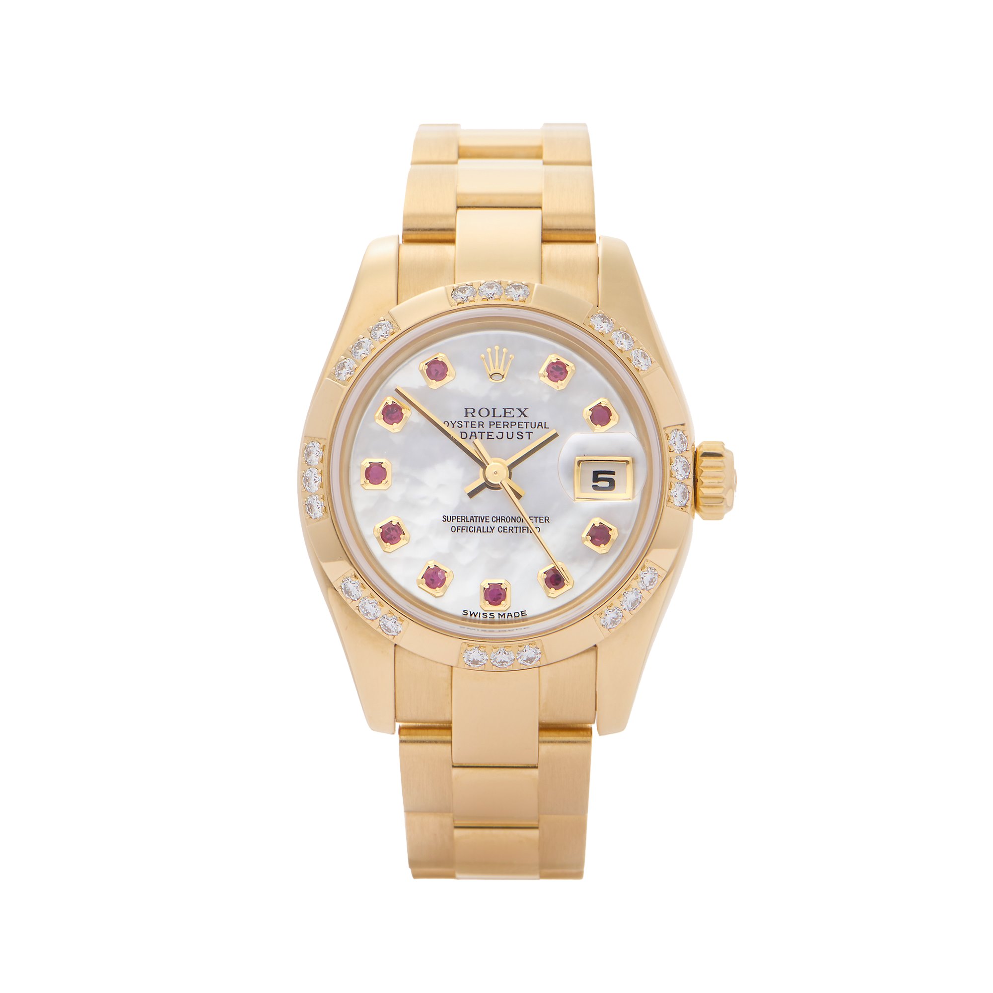 Rolex Datejust 26 Mother Of Pearl Ruby Dot 18K Yellow Gold 179368