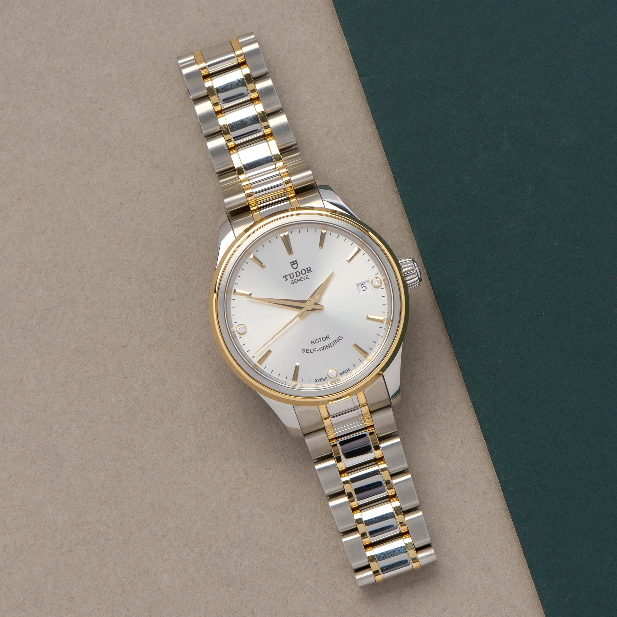 Tudor Style Date 18K Yellow Gold & Stainless Steel 12303