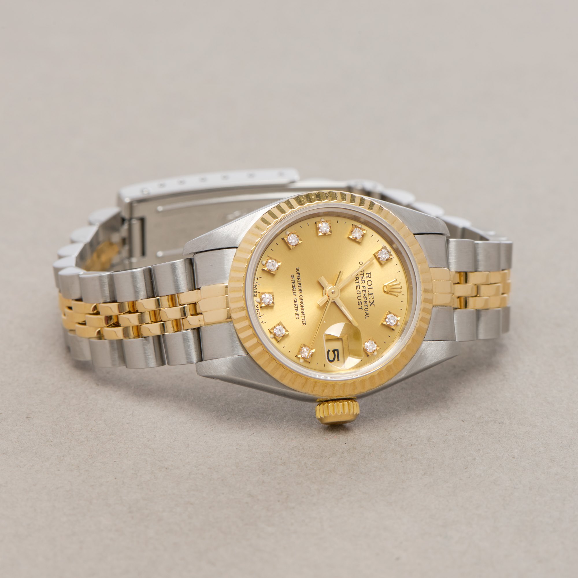 Rolex Datejust 26 Gold/Champagne Dial Diamond Set 18K Stainless Steel 69173