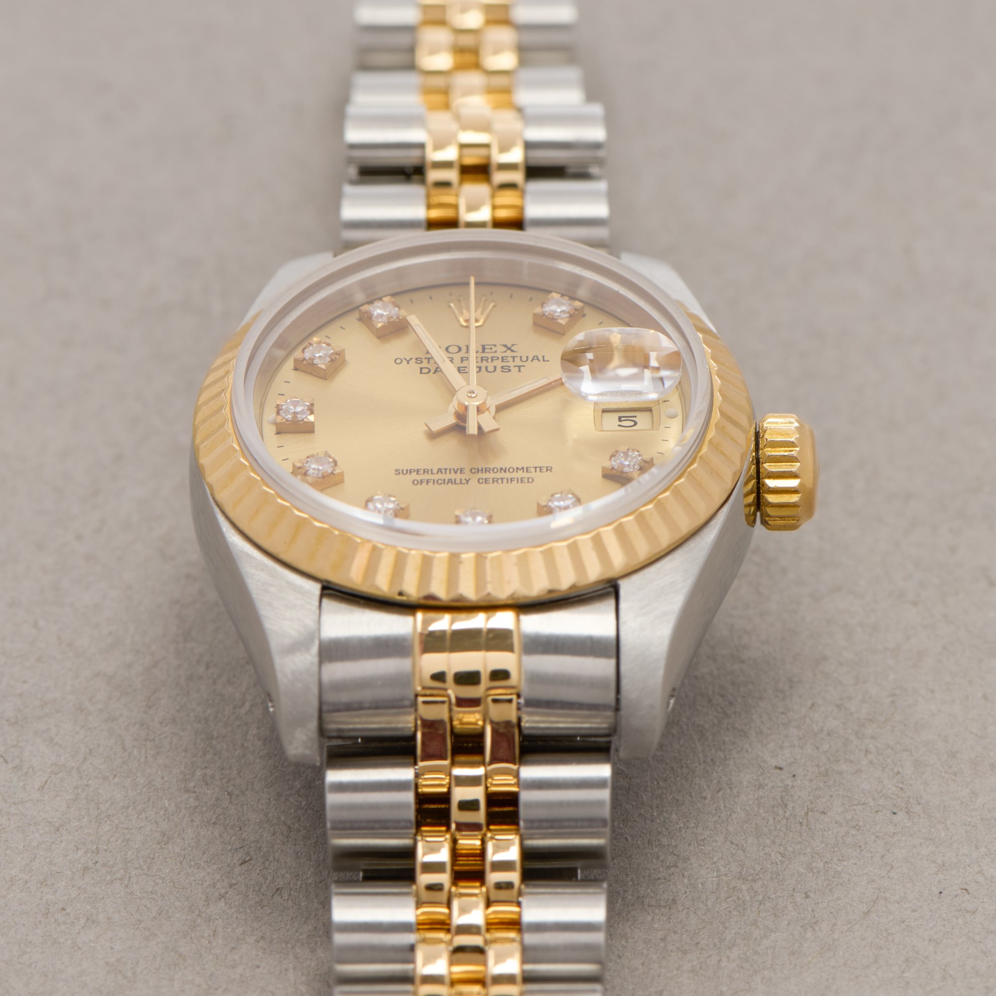 Rolex Datejust 26 Gold/Champagne Dial Diamond Set 18K Stainless Steel 69173