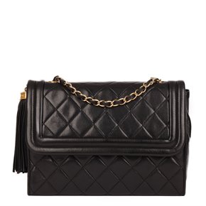Chanel Black Quilted Lambskin Vintage Timeless Single Flap Bag