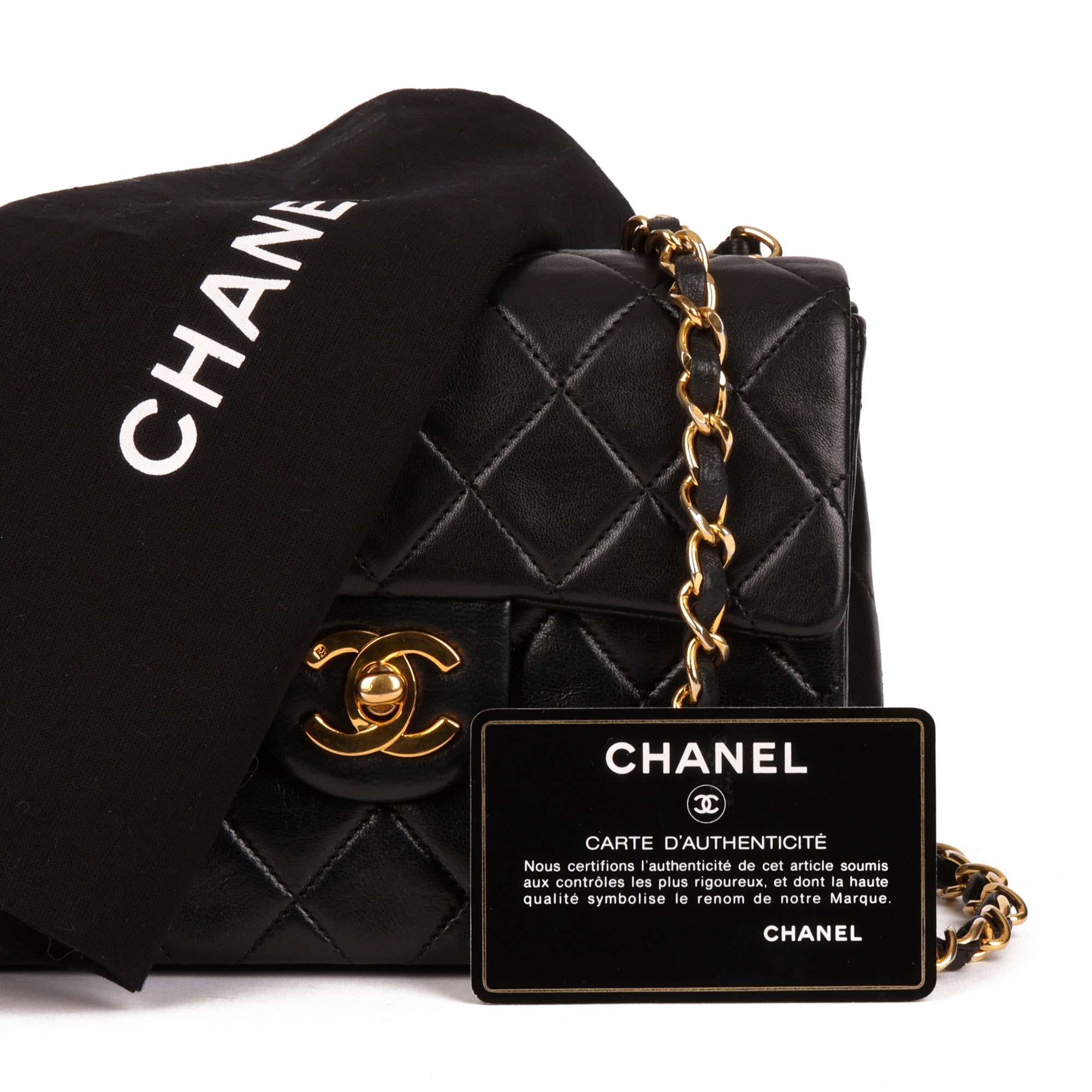 Chanel Black Quilted Lambskin Vintage Mini Flap Bag
