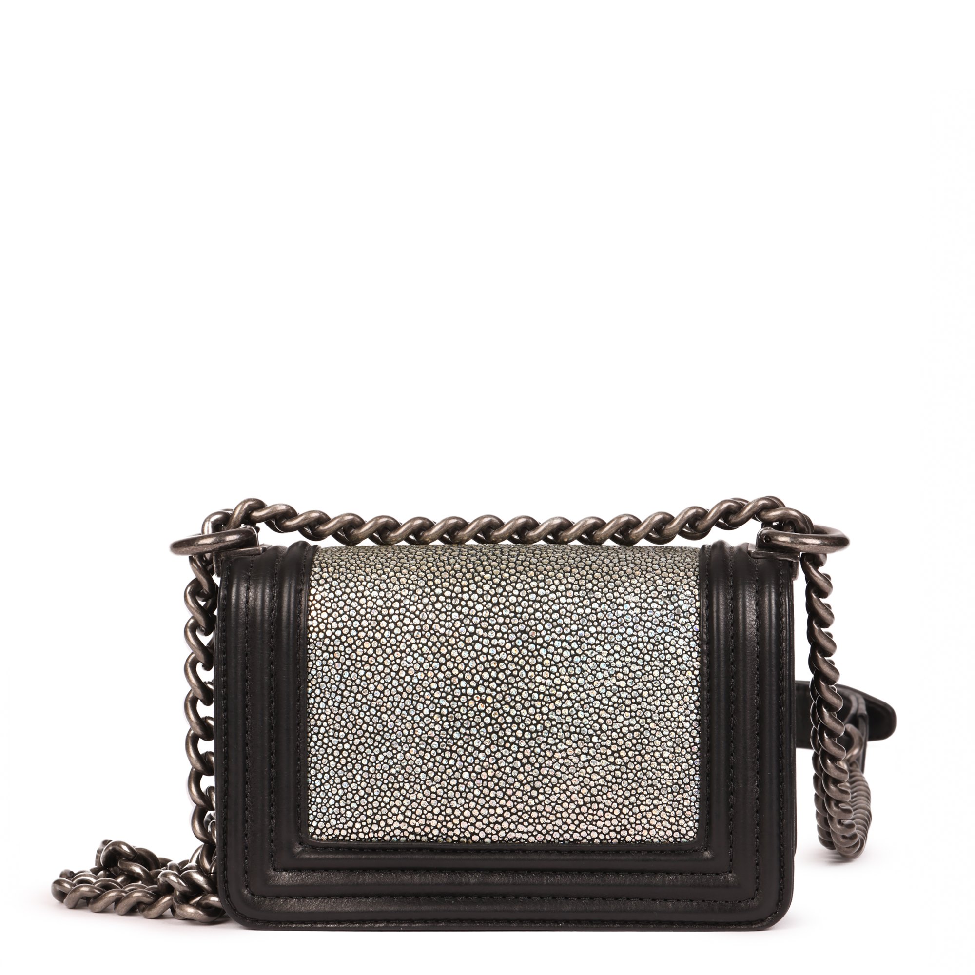 Chanel Black Lambskin & Hologram Galuchat Micro Le Boy