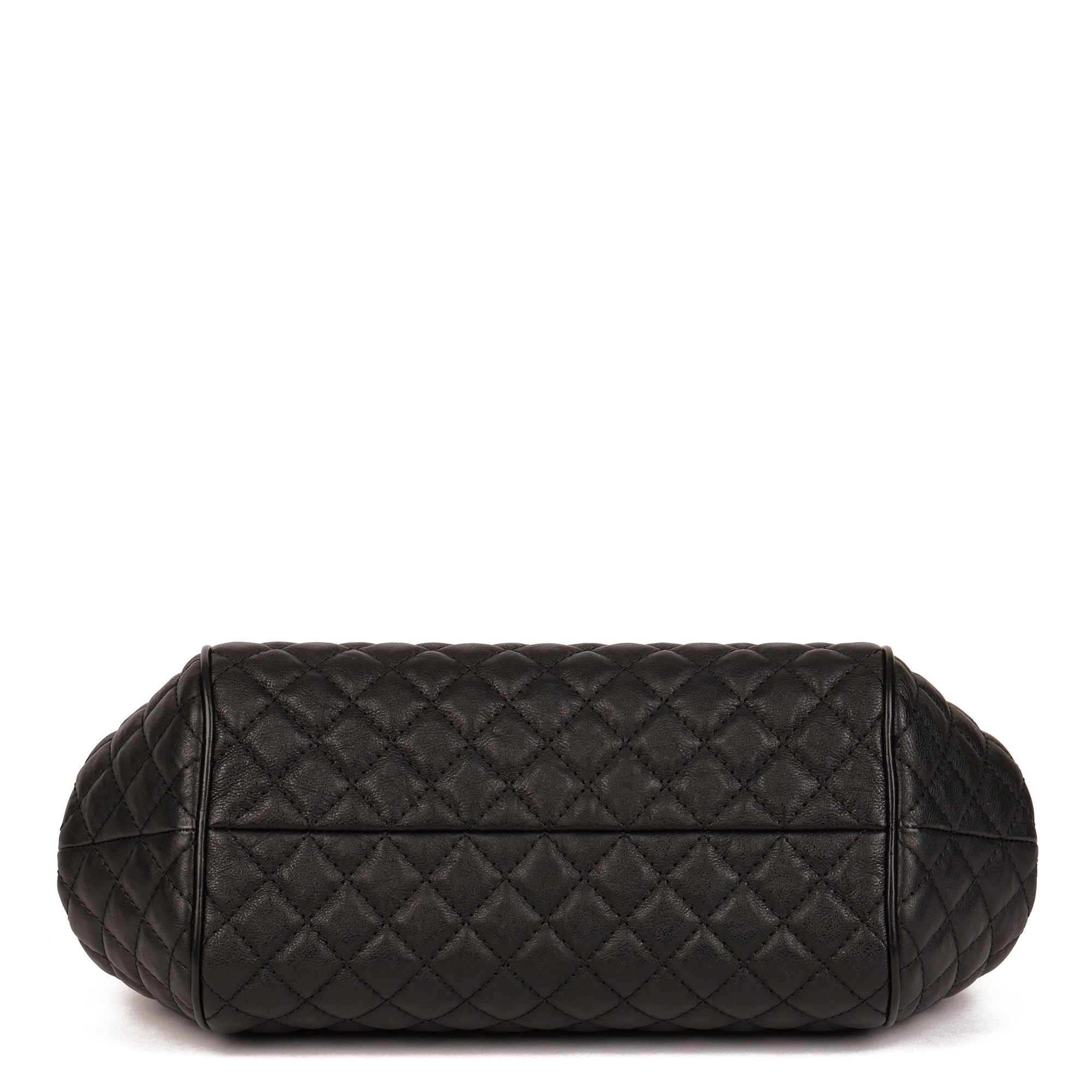Chanel Black Quilted Calfskin Leather Paris in Rome Colosseum Kiss Lock Bowling Bag
